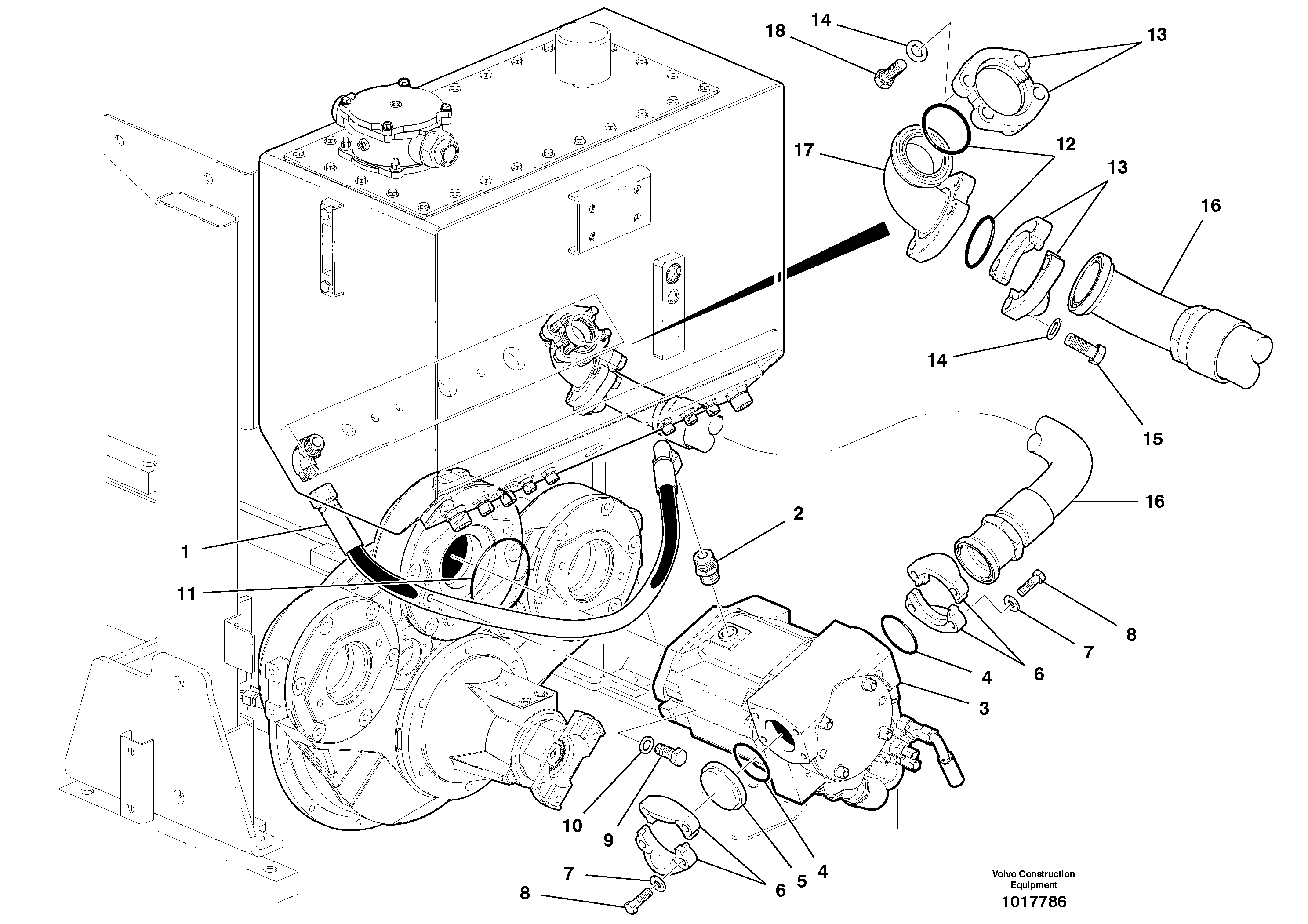 Steering and implement pump — volvo parts diagram