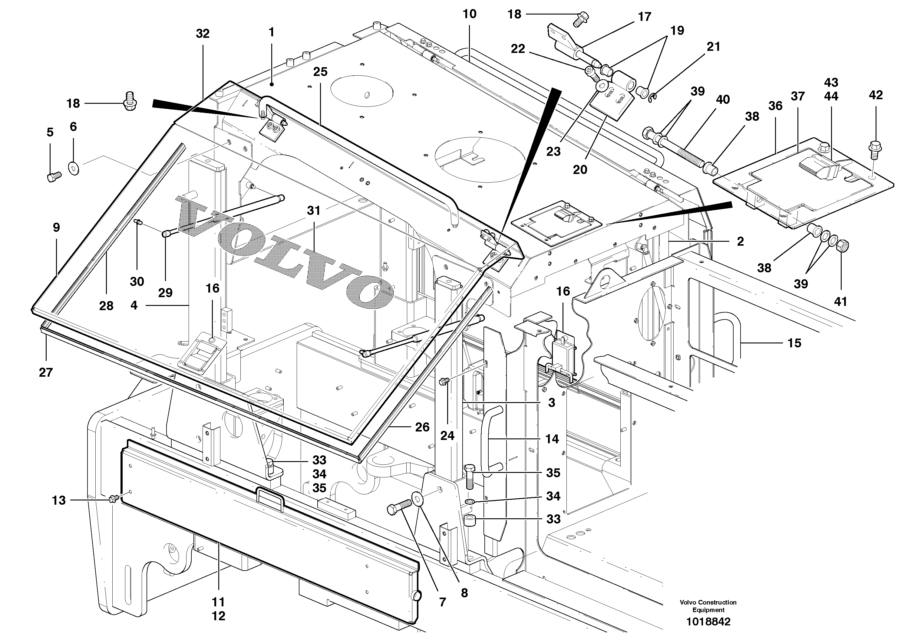 Engine Cowl - D9 — volvo parts diagram