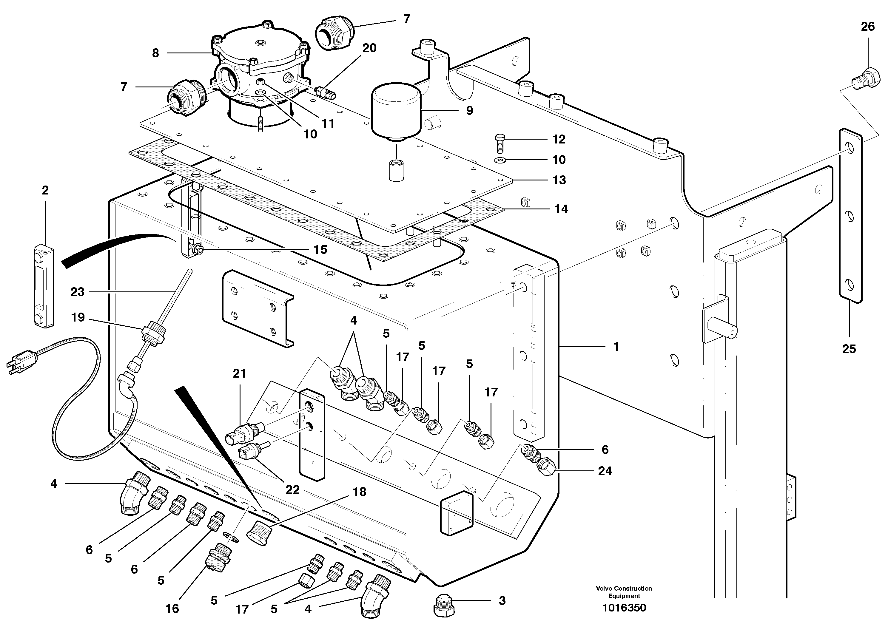 Hydraulic oil tank - AWD — volvo parts diagram