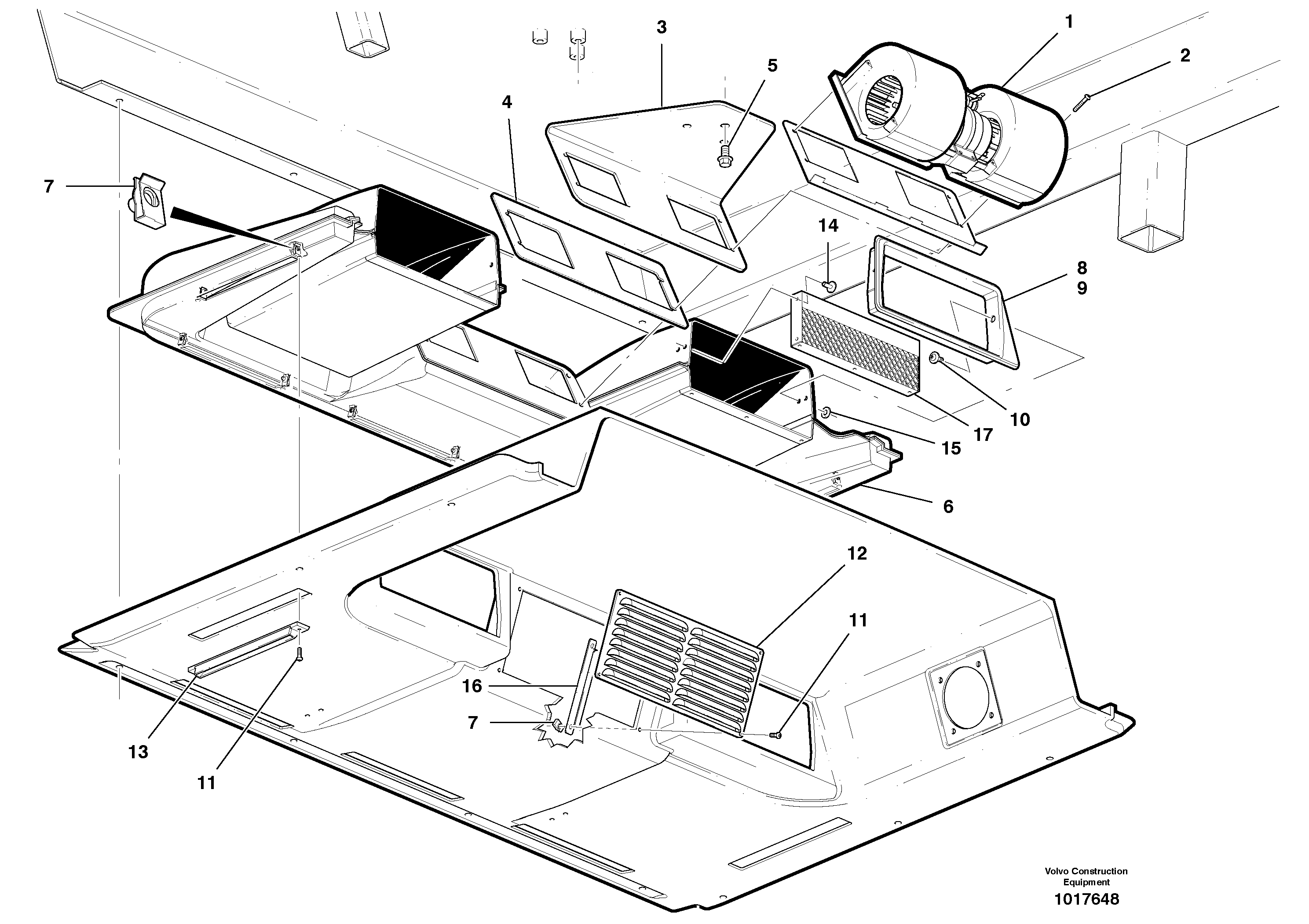 Defrost Duct and Fan — volvo parts diagram