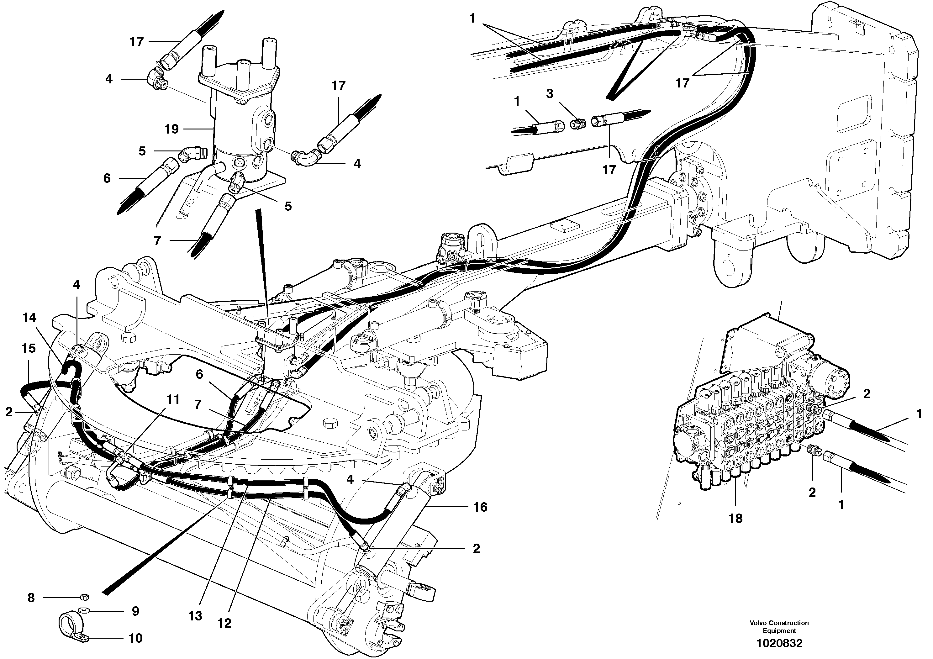 Blade tilt circuit  MODEL G940 - G990 — volvo parts diagram