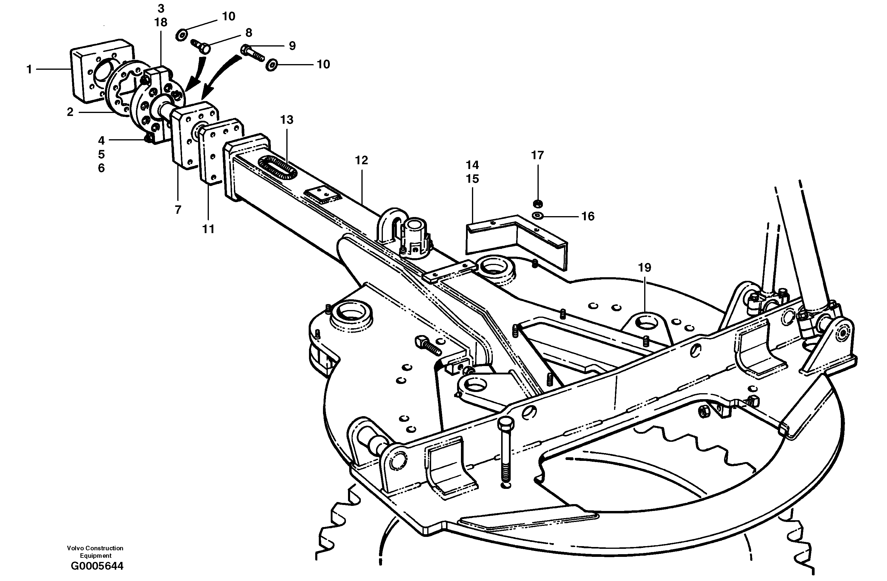 Drawbar - front  MODEL G990 — volvo parts diagram