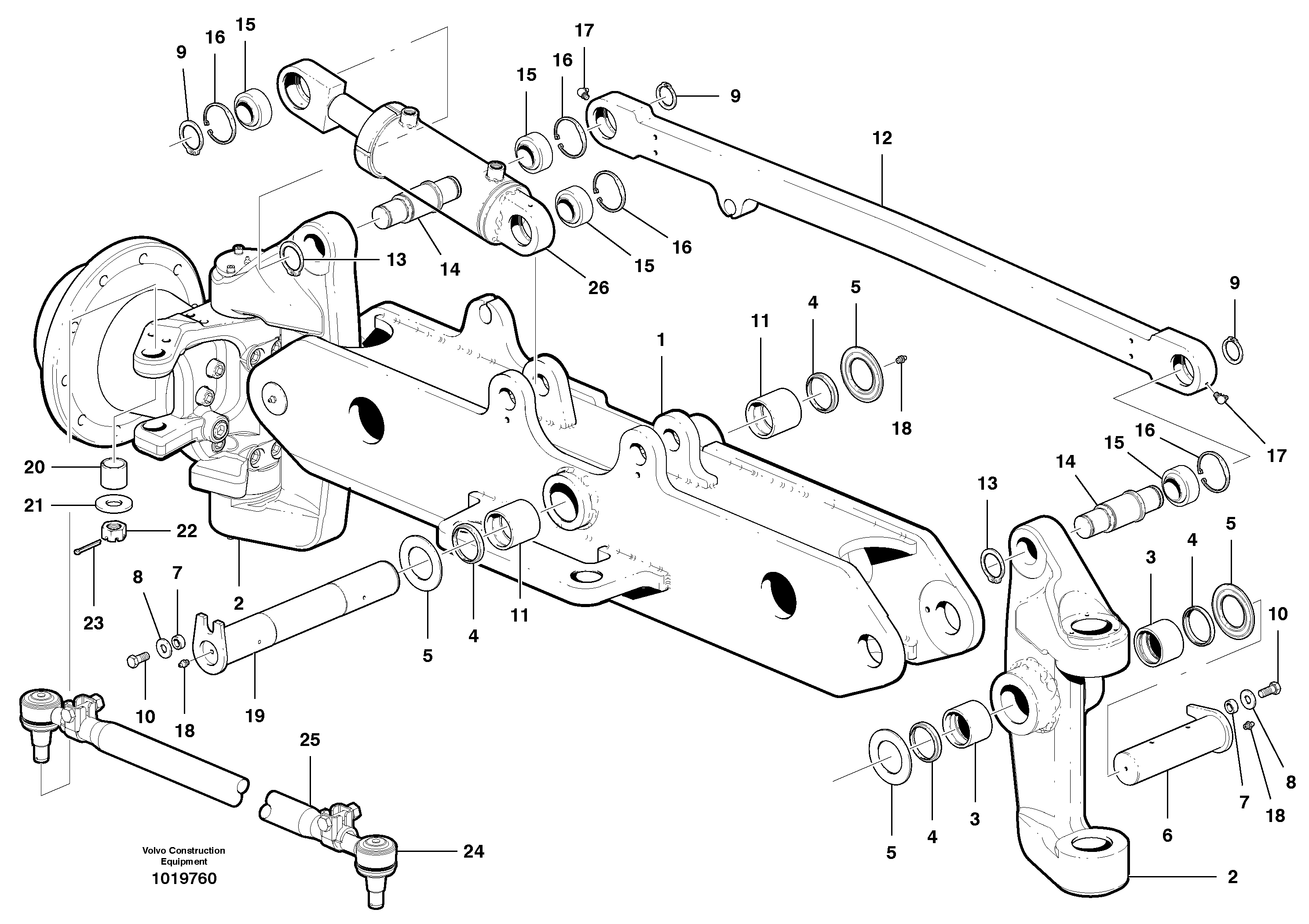 Front axle  MODEL G970, G990 — volvo parts diagram