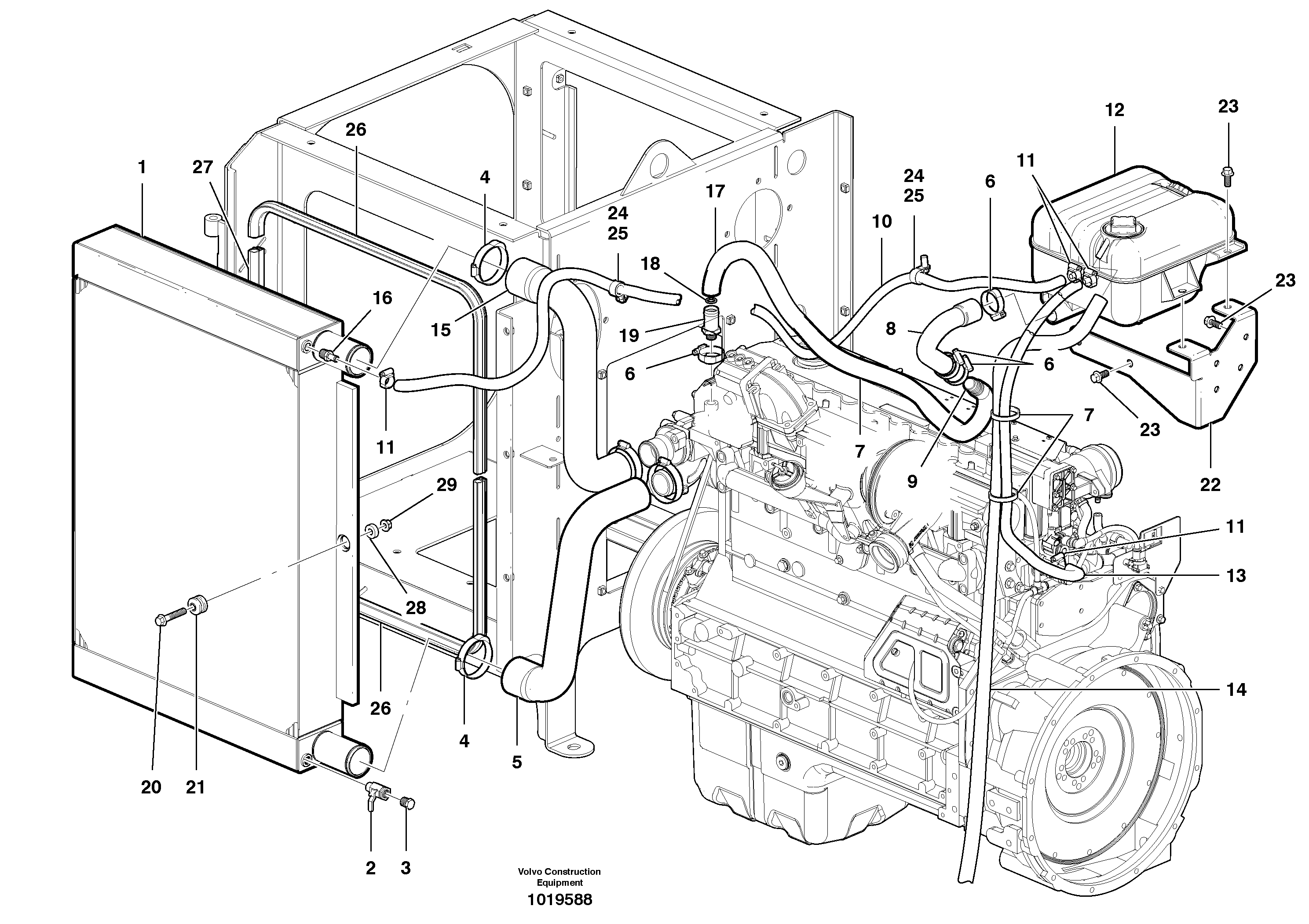 Radiator installation - D7 — volvo parts diagram
