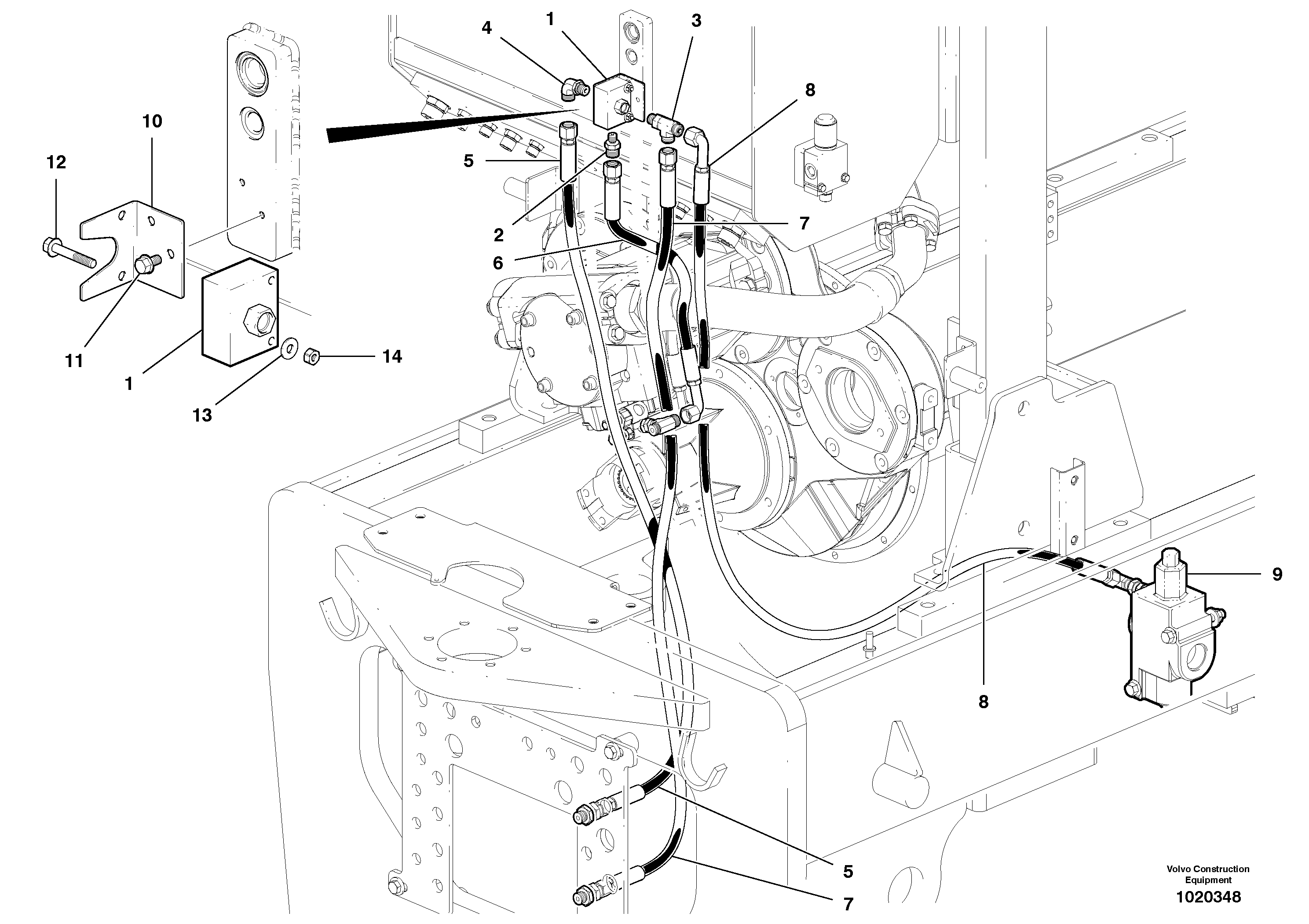 Shuttle valve and plumbing — volvo parts diagram