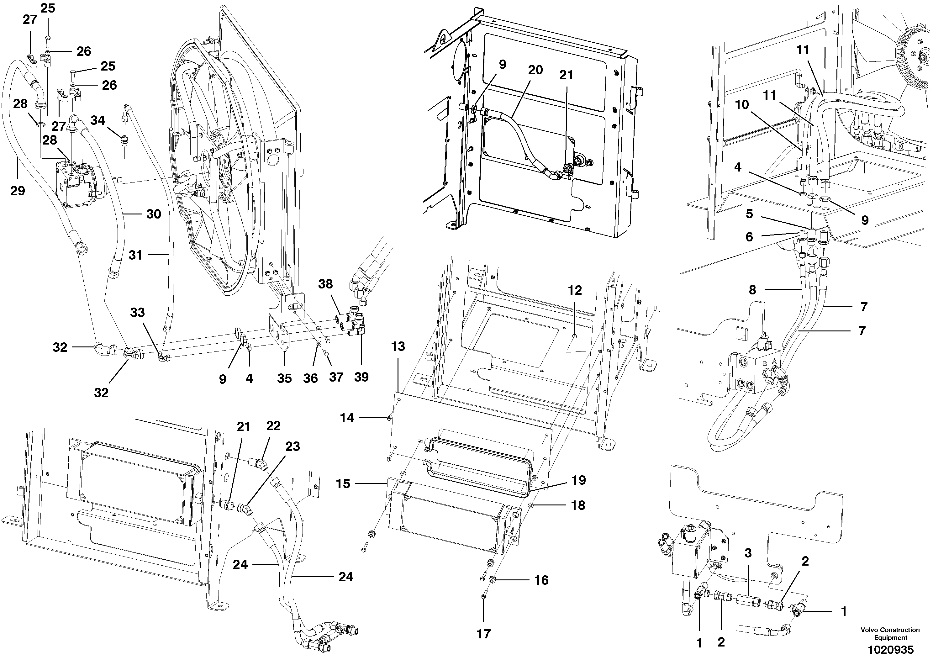 Fan circuit - rear  MODEL G970, G990 — volvo parts diagram