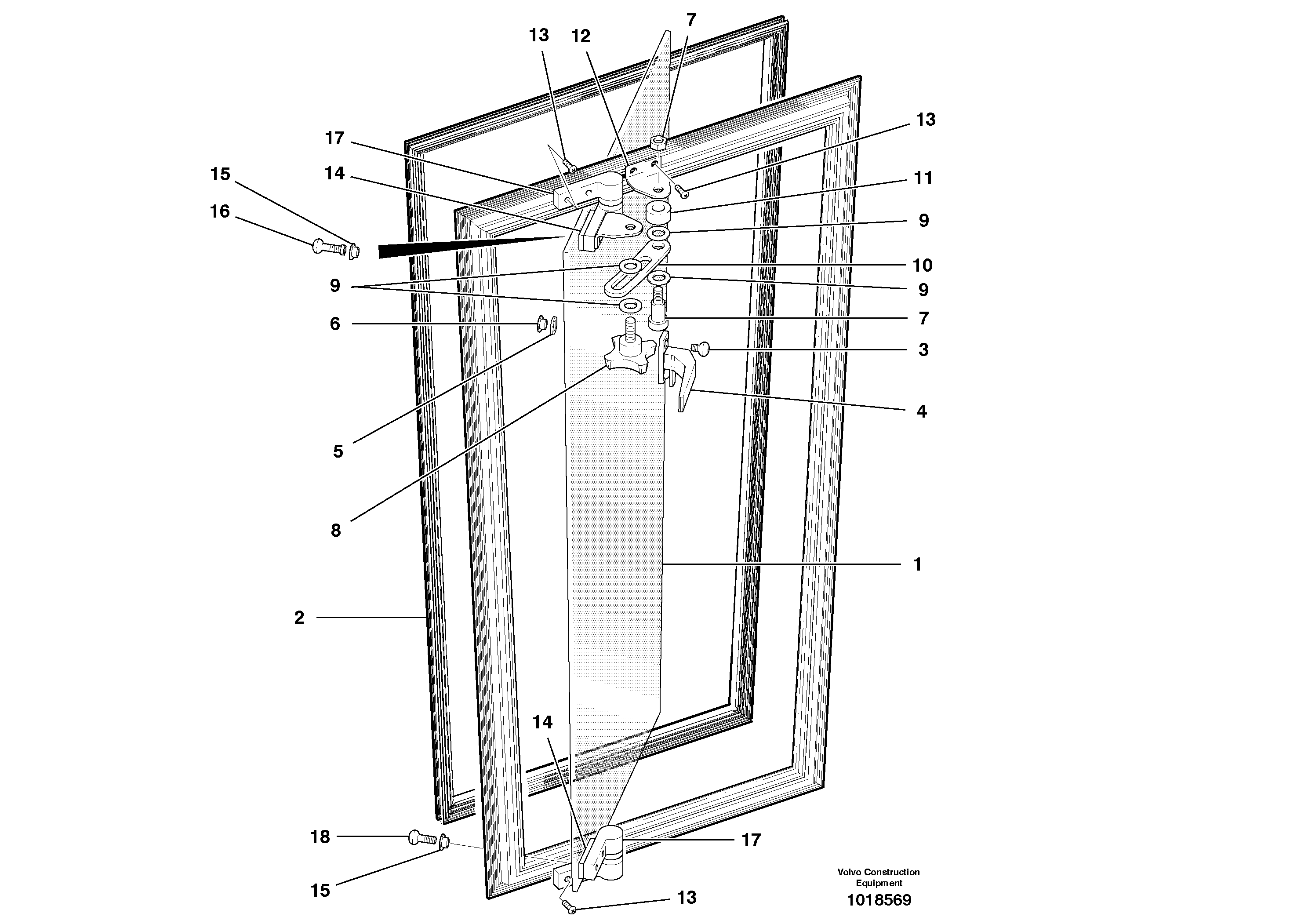 Lower front vent window — volvo parts diagram