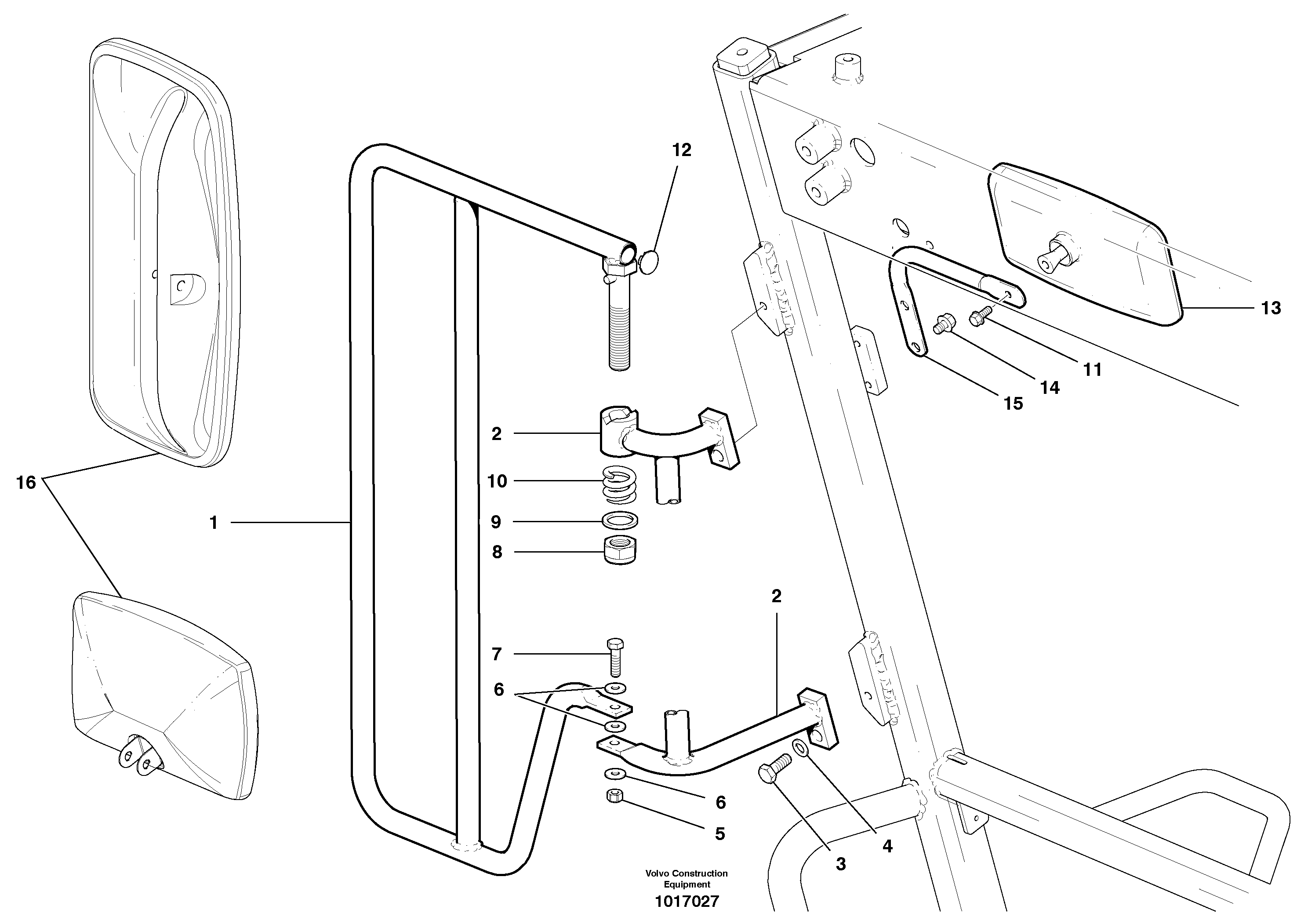 Breakaway mirror bracket & interior mirror — volvo parts diagram