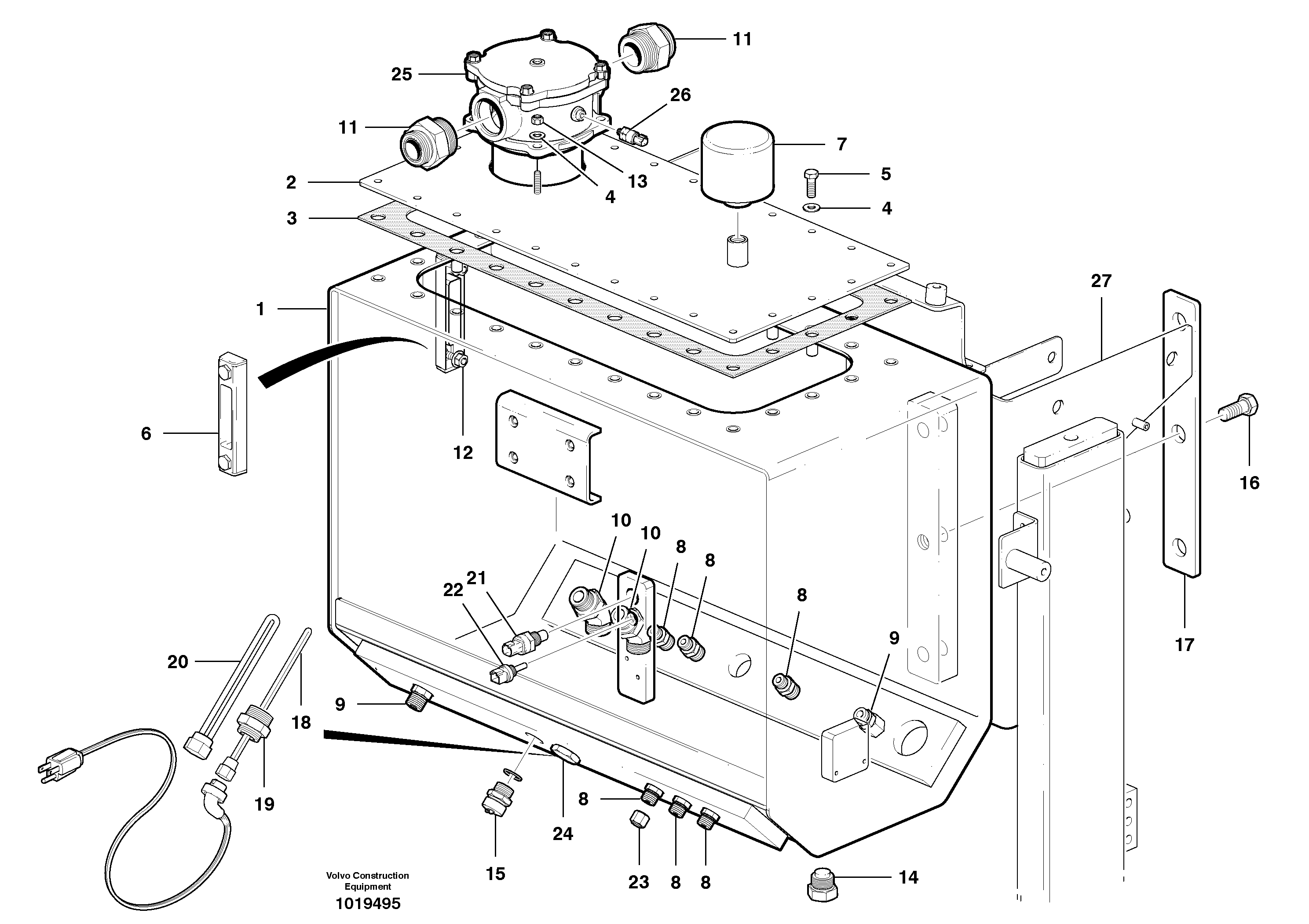 Hydraulic oil tank — volvo parts diagram
