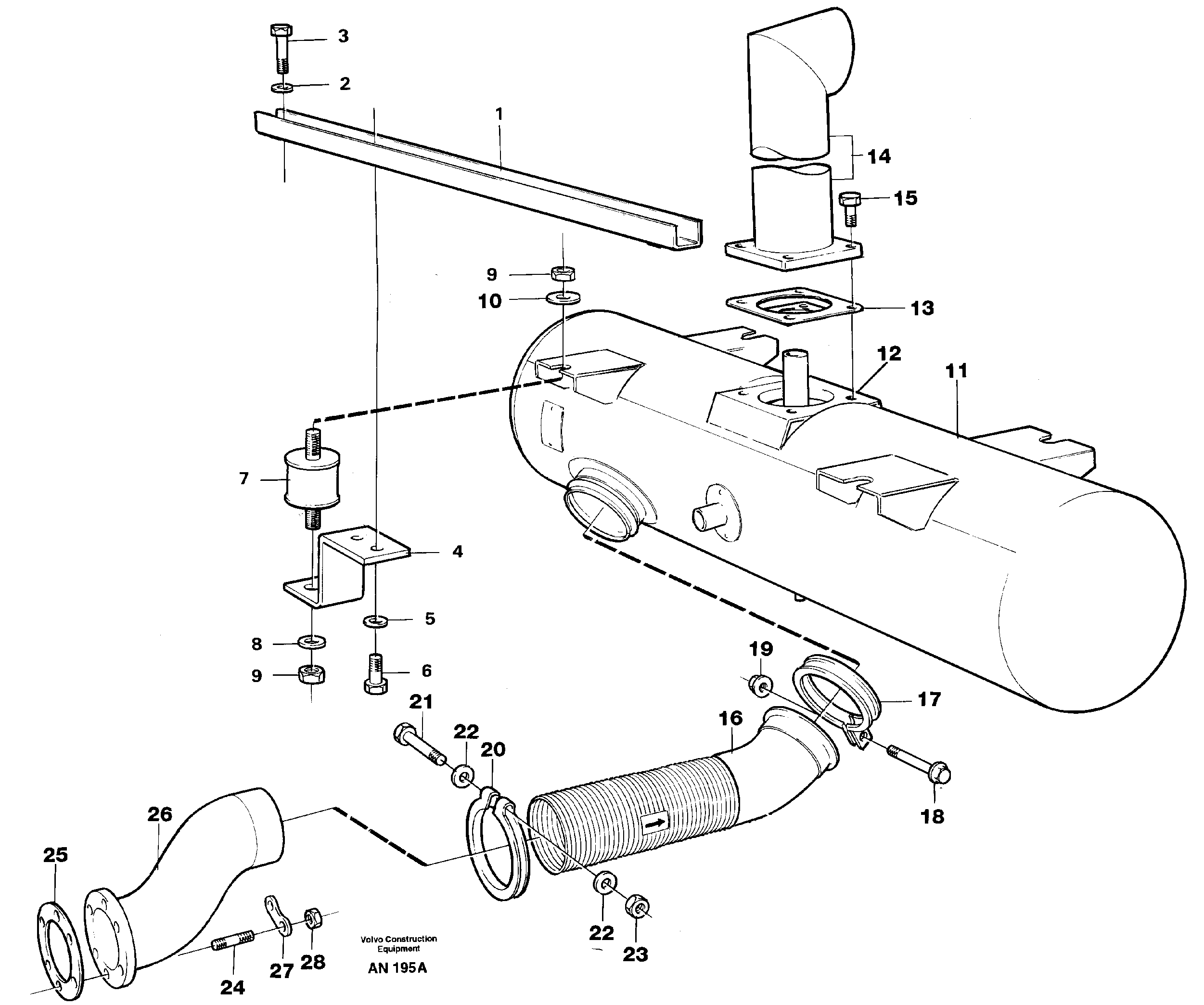 Exhaust system — volvo parts diagram