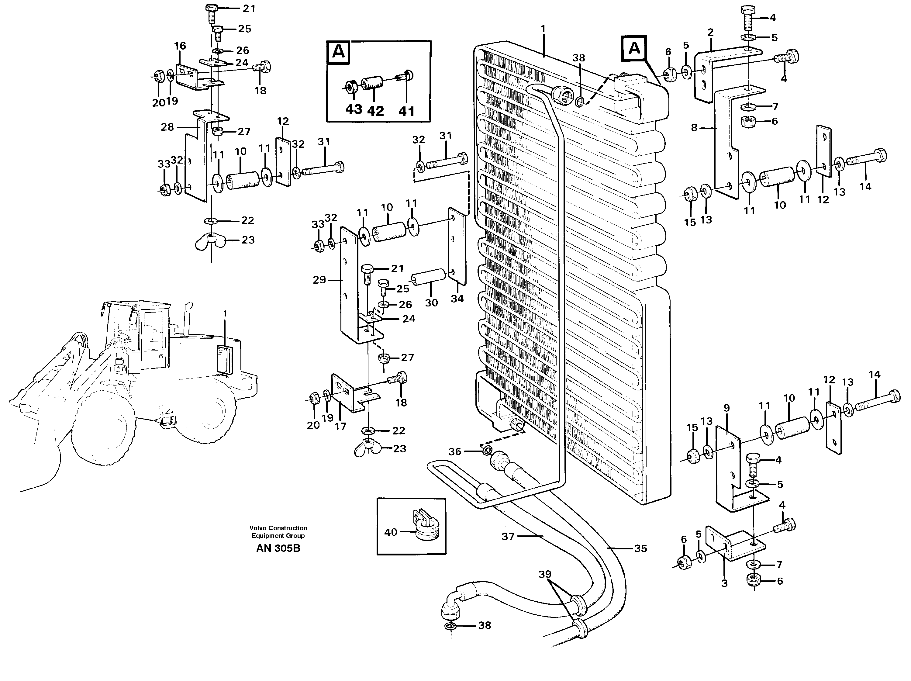 Condenser for cooling agent R134a, with fitting parts.  94561,94838 — volvo parts diagram