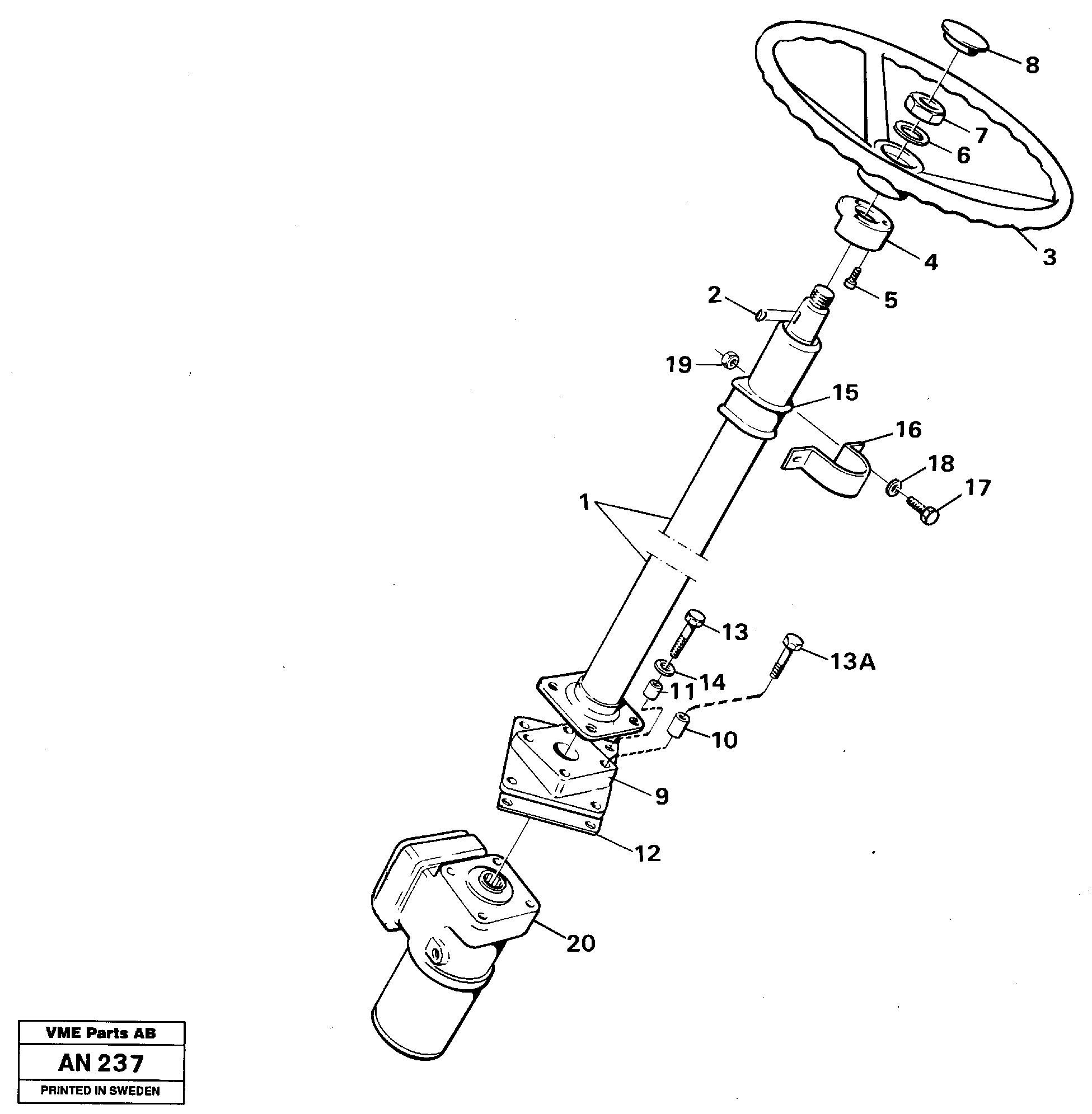 Steering column assembly — volvo parts diagram