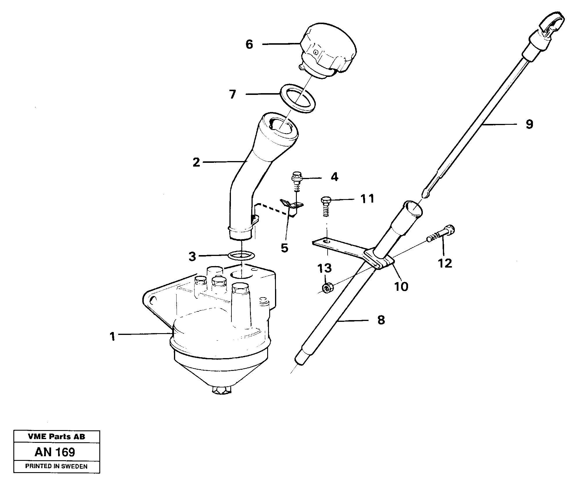 Oil filler and dipstick — volvo parts diagram