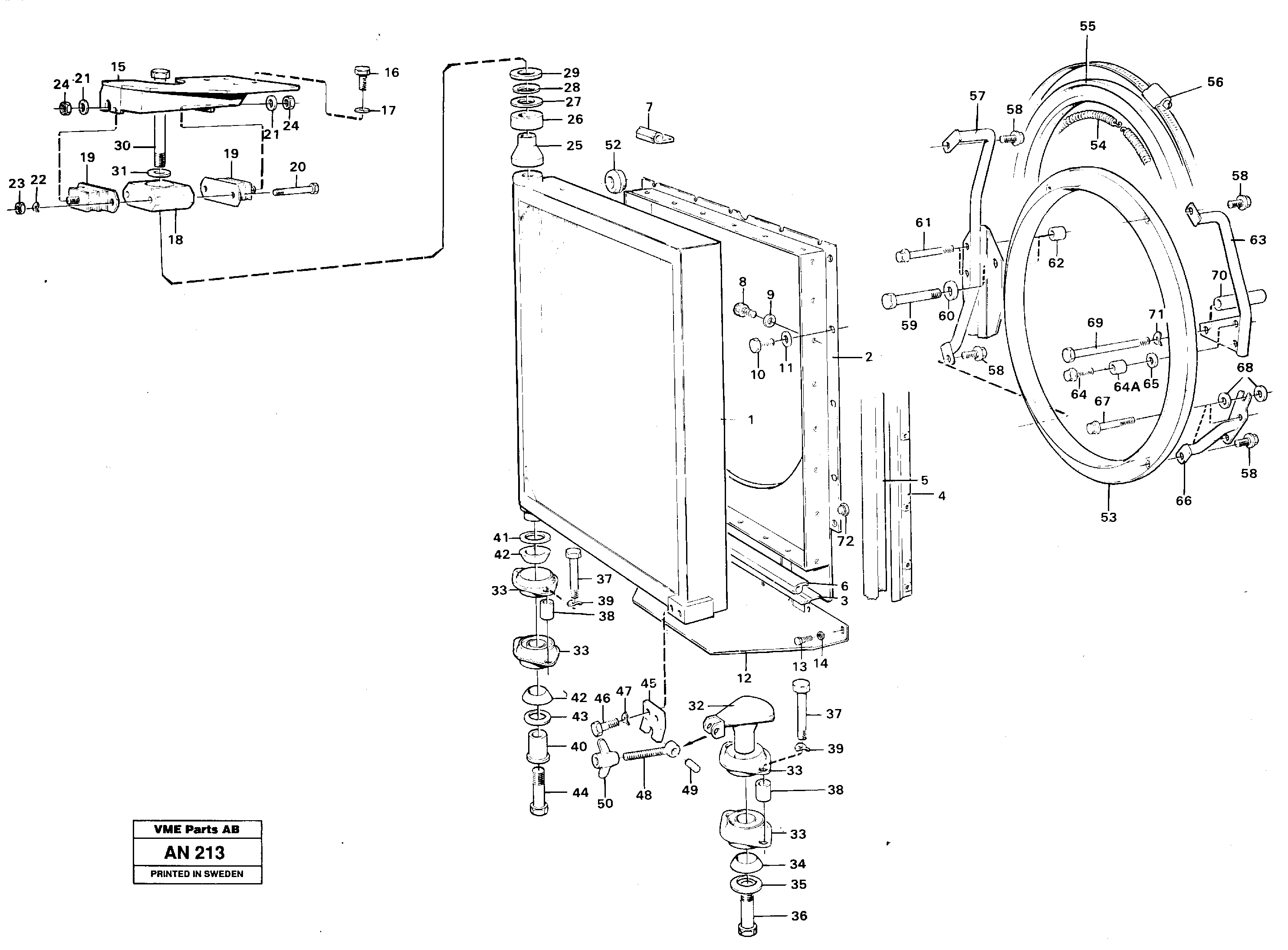 Radiator with fitting parts — volvo parts diagram