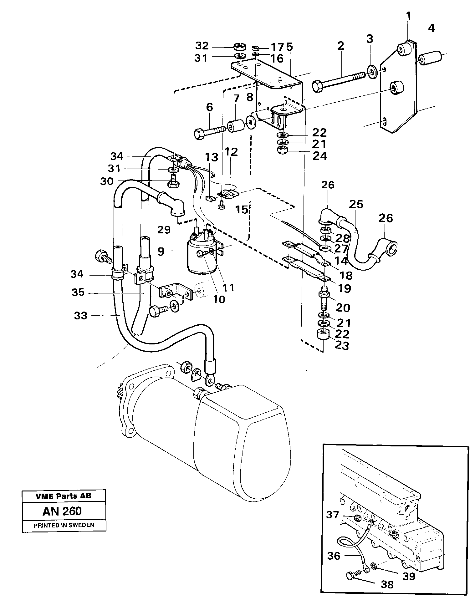 Starter element with fitting parts — volvo parts diagram
