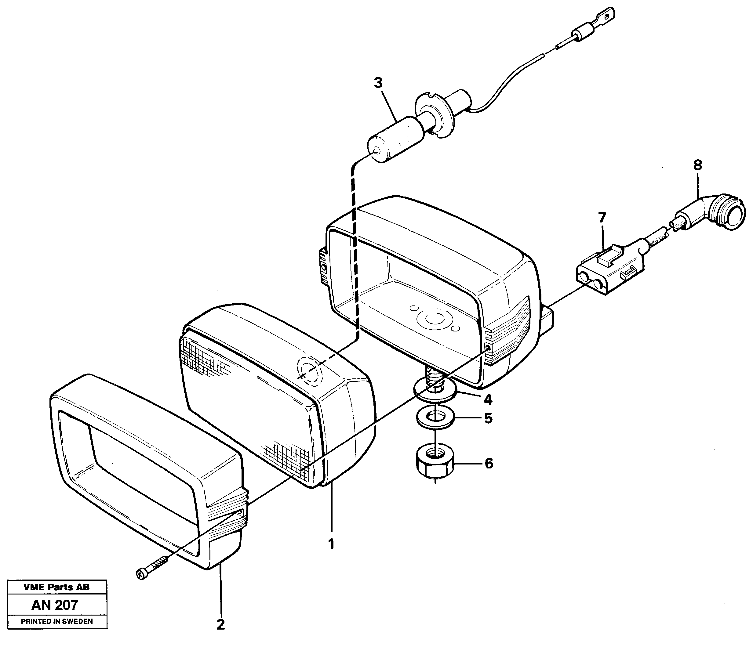 Work lights, front.  91847 — volvo parts diagram
