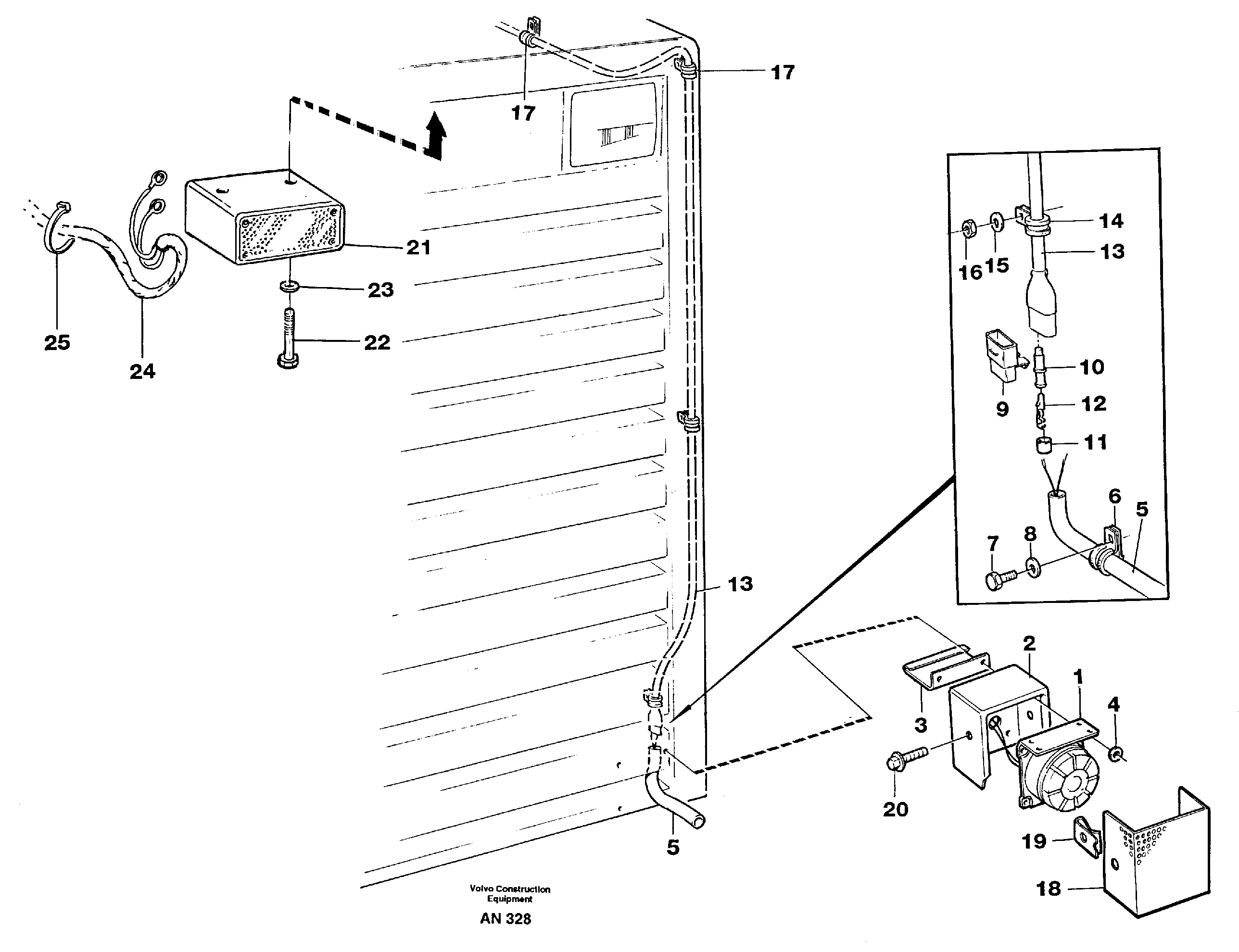 Back-up warning unit  91935, 93521 — volvo parts diagram
