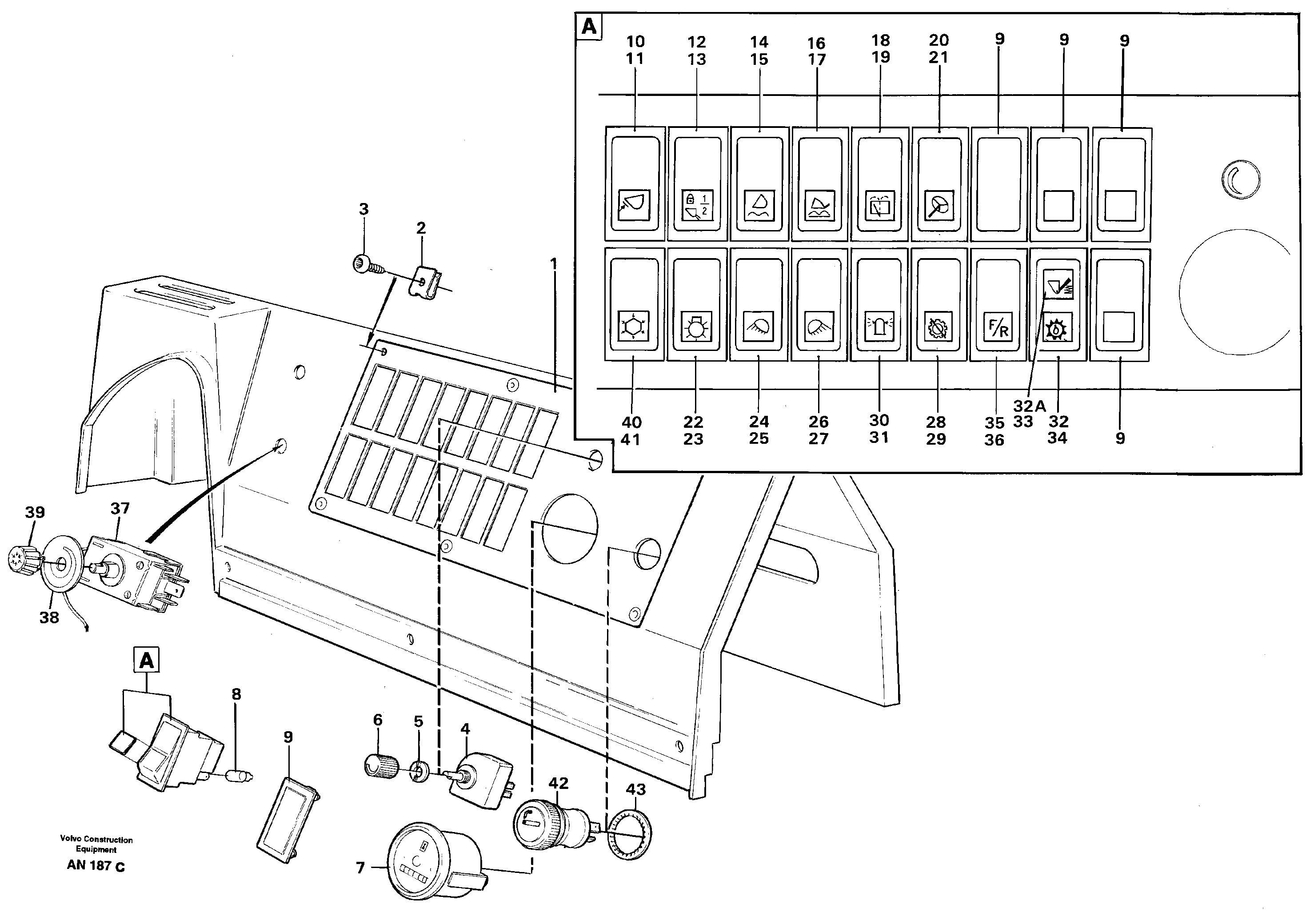 Switch panel — volvo parts diagram
