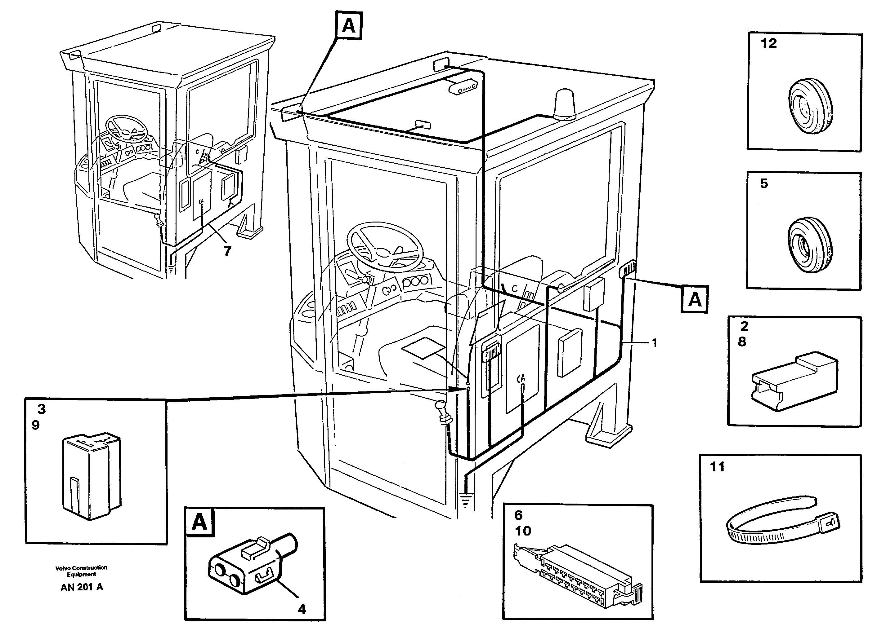 Cable harnesses, cab — volvo parts diagram