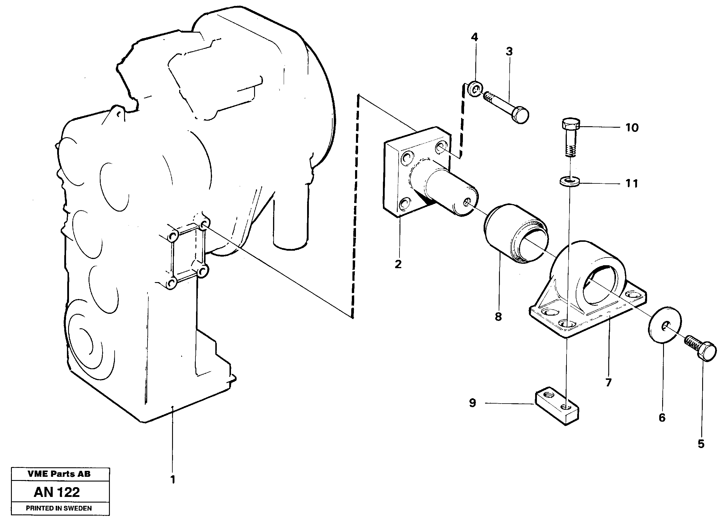 Gear box housing with fitting parts — volvo parts diagram