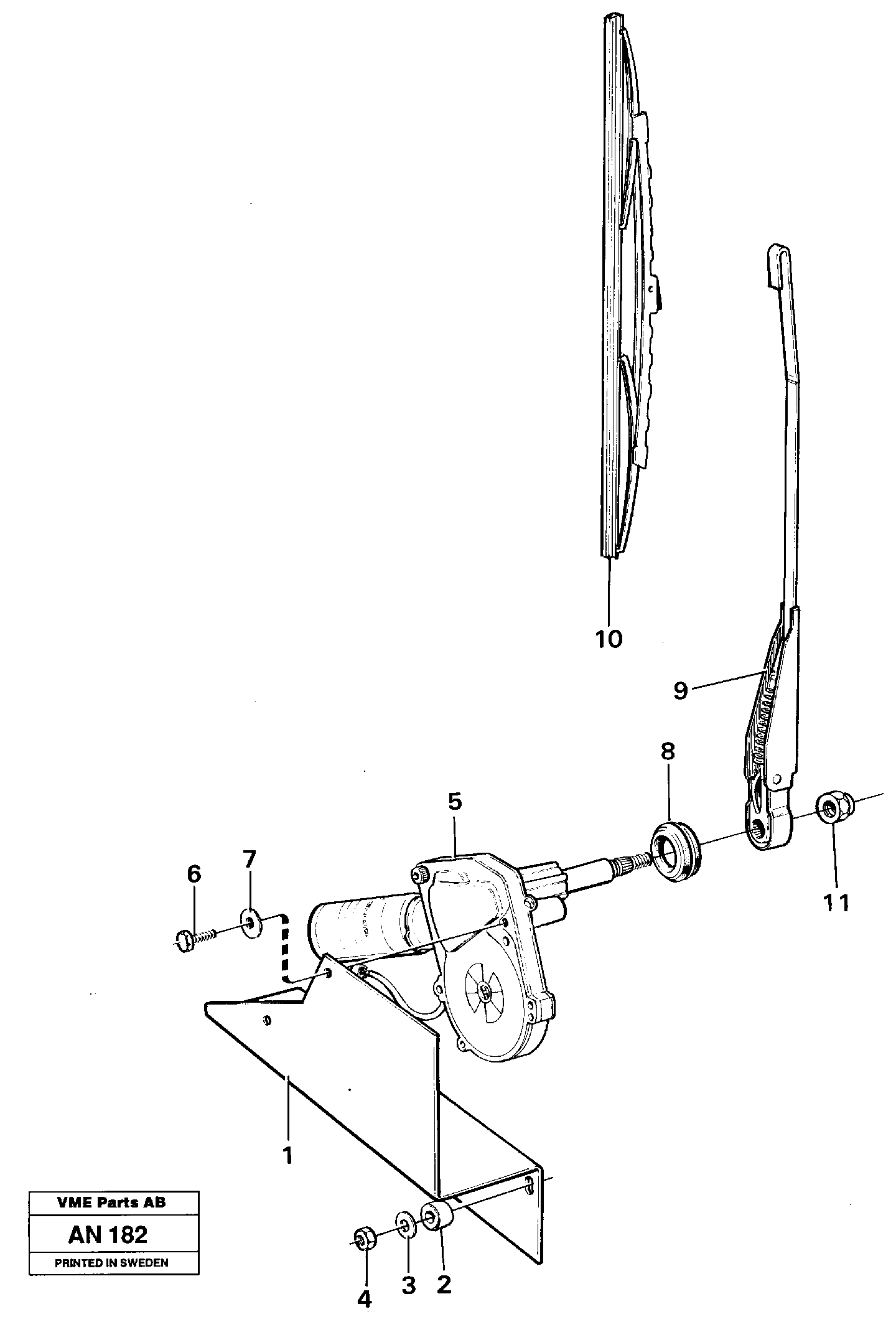 Windshield wiper, rear — volvo parts diagram