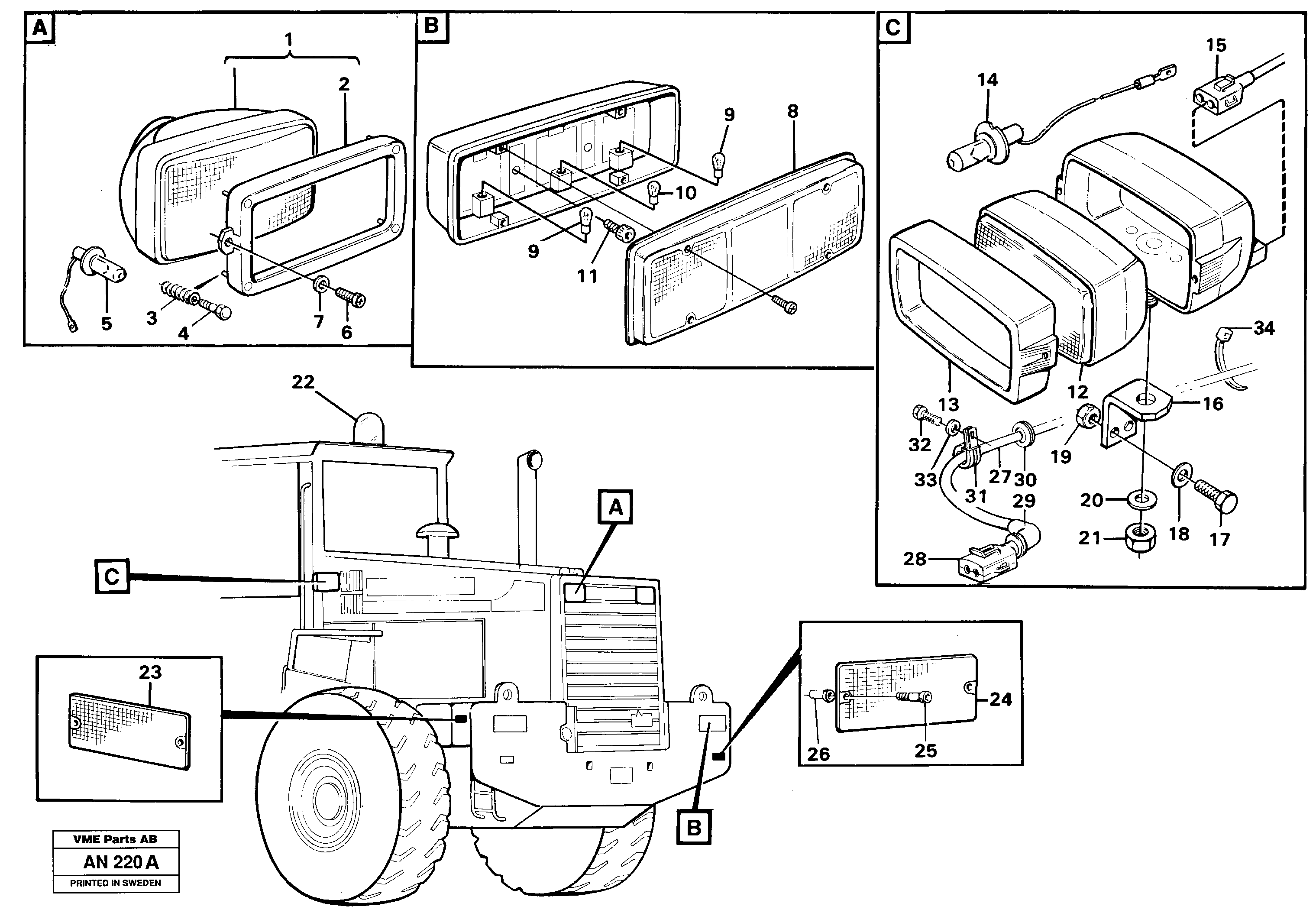 Lighting, rear — volvo parts diagram