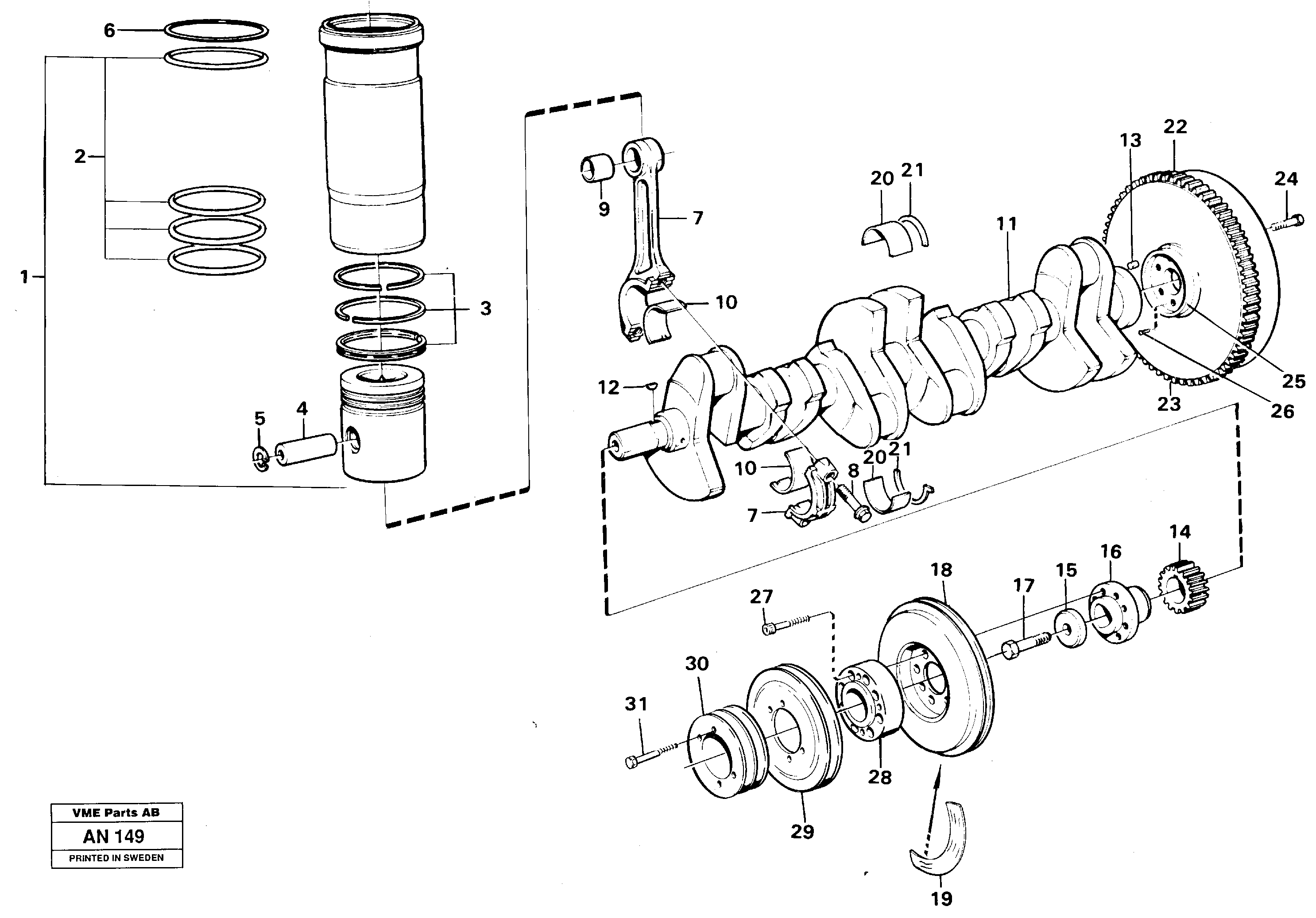 Crankshaft and related parts — volvo parts diagram