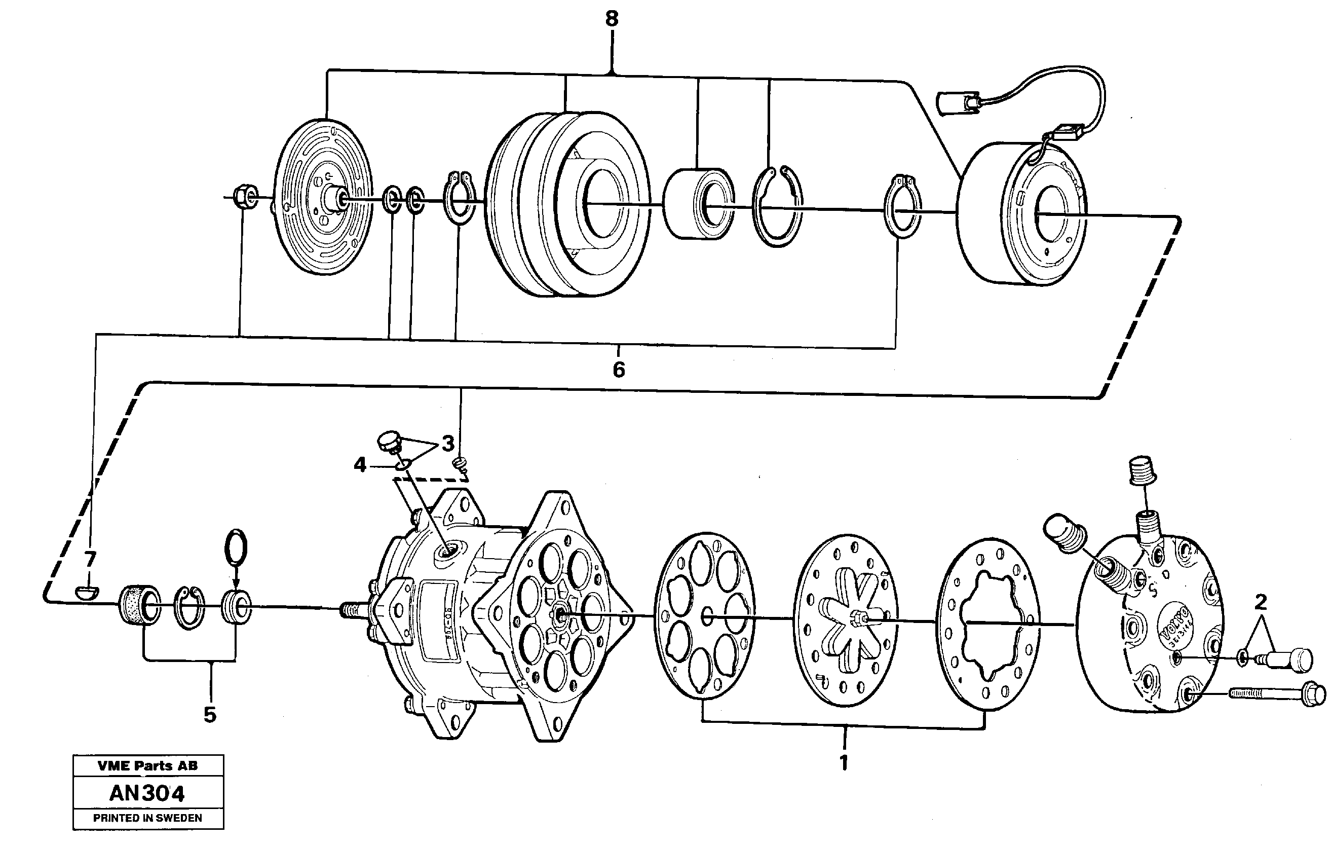 Compressor.  94561, 94838 — volvo parts diagram