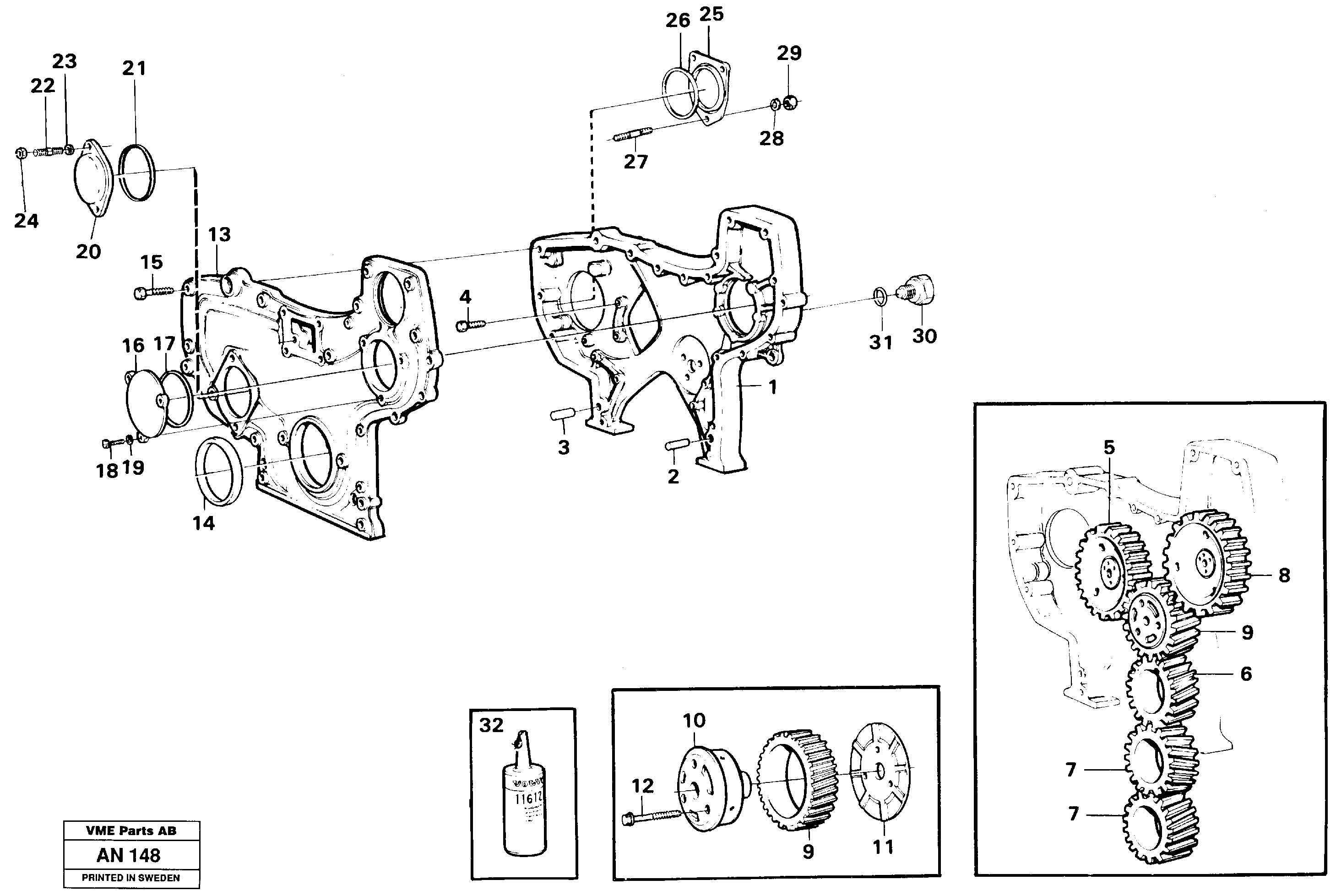 Timing gear casing — volvo parts diagram