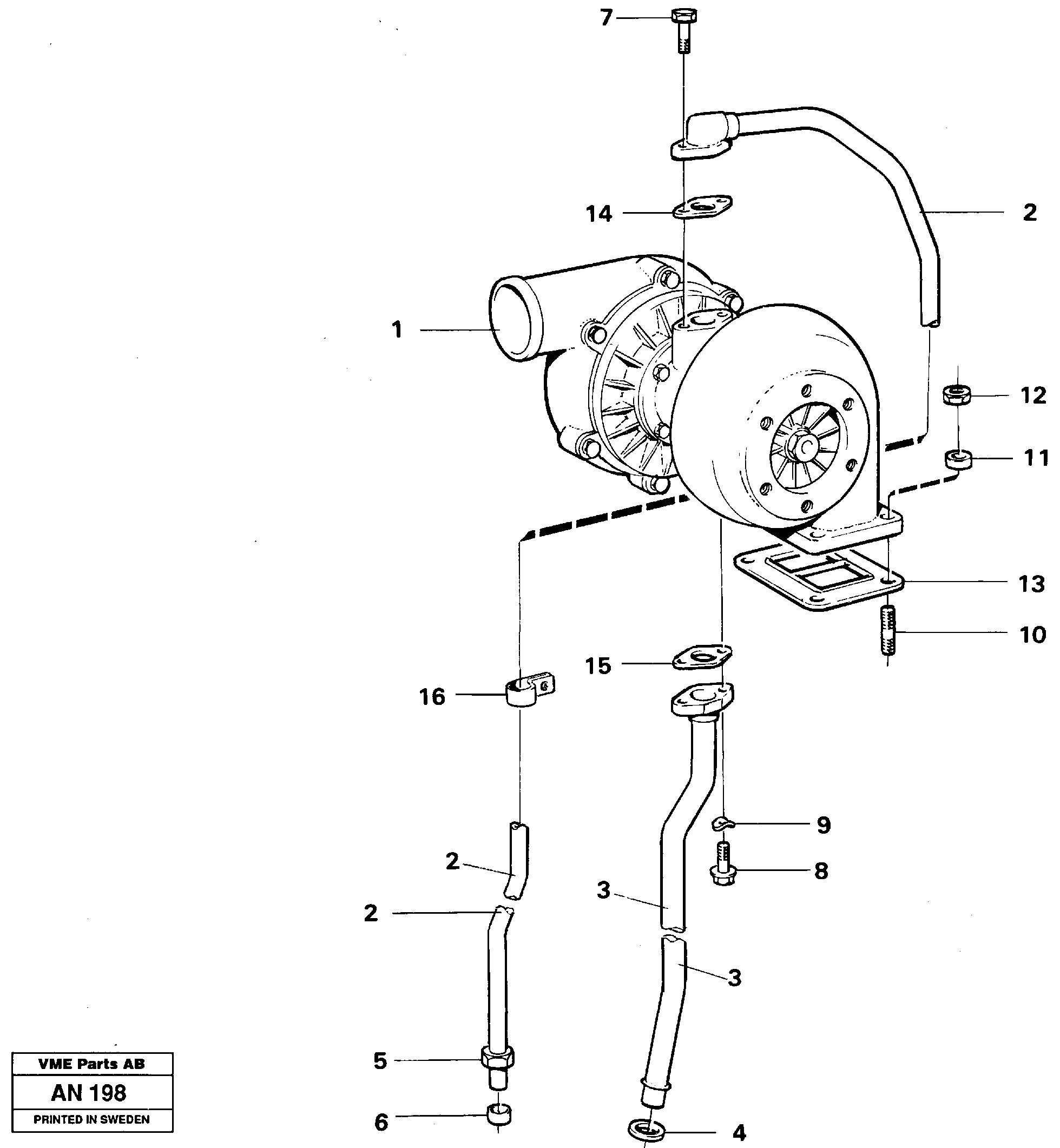 Turbocharger with fitting parts — volvo parts diagram