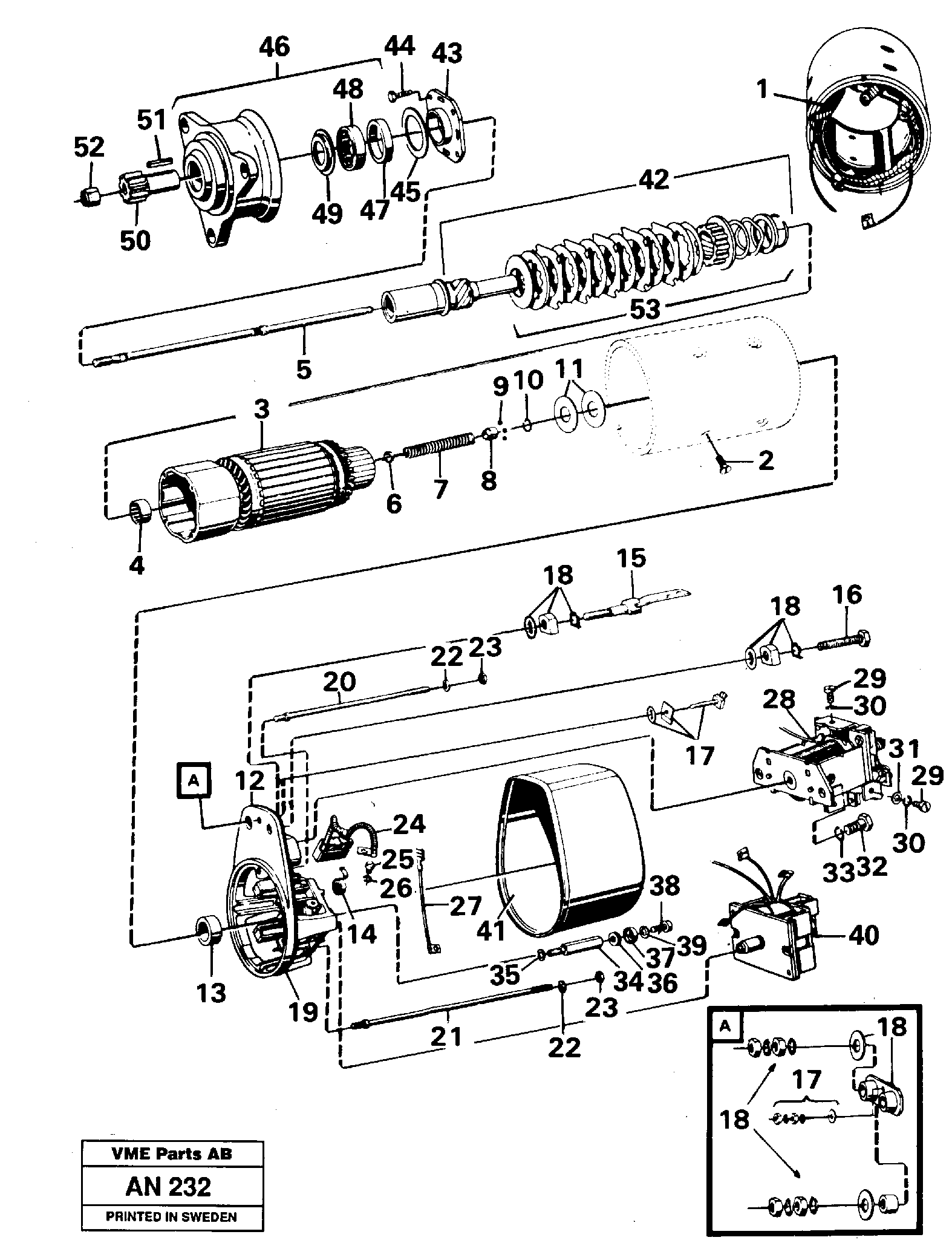 Starter motor — volvo parts diagram