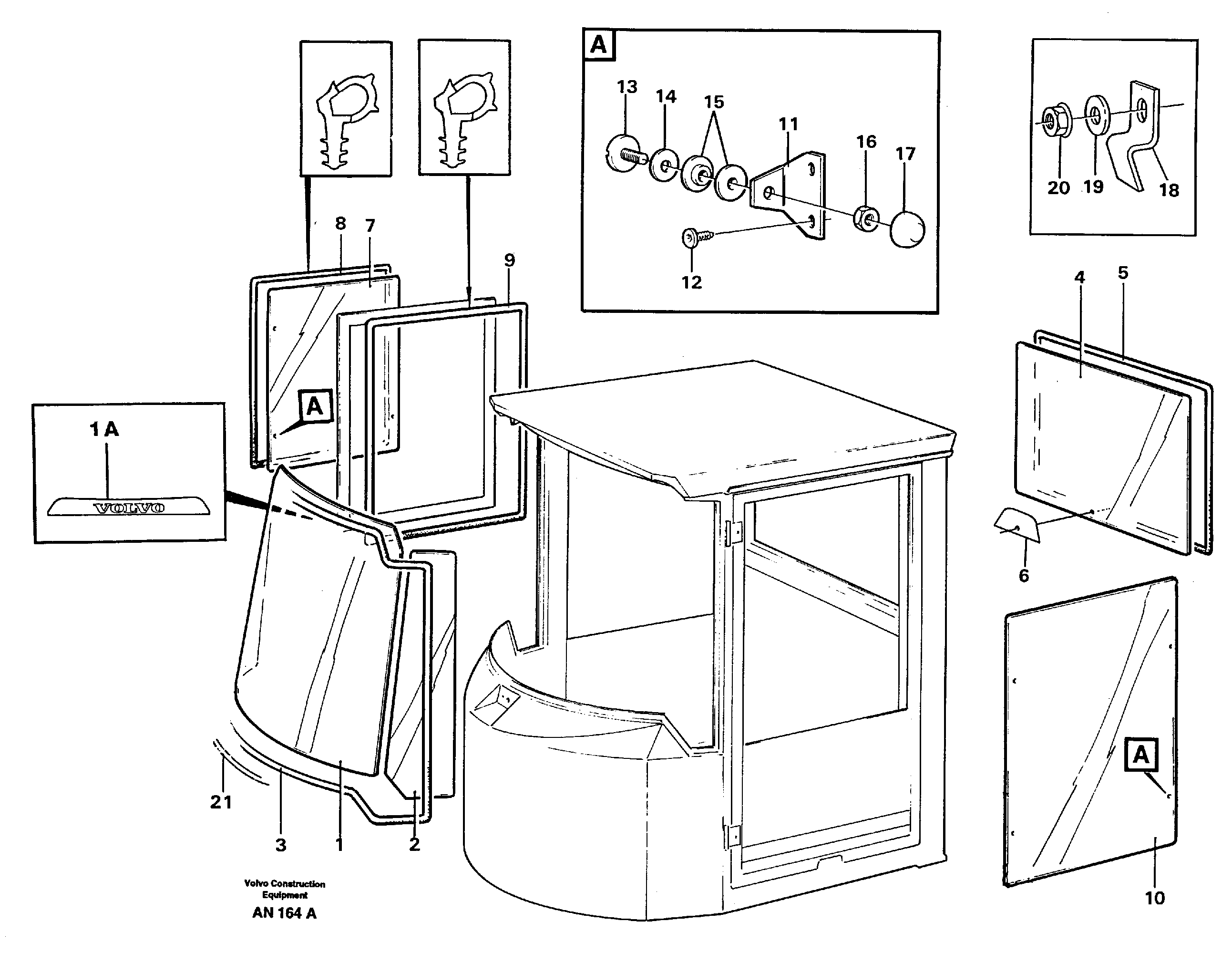 Glass panes  STD, 33260 OPEN ROPS — volvo parts diagram