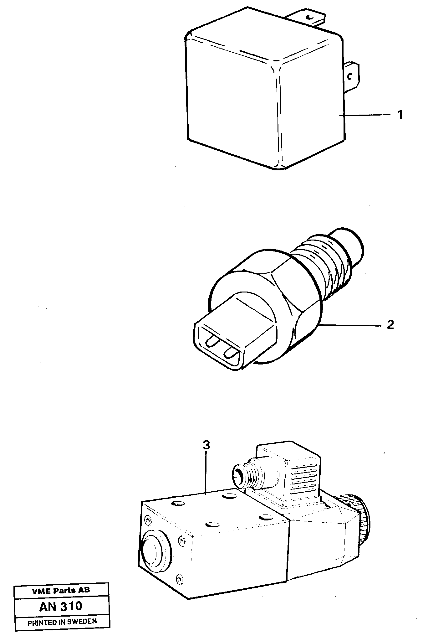 Relays, sensors and soleniod valves referens list — volvo parts diagram