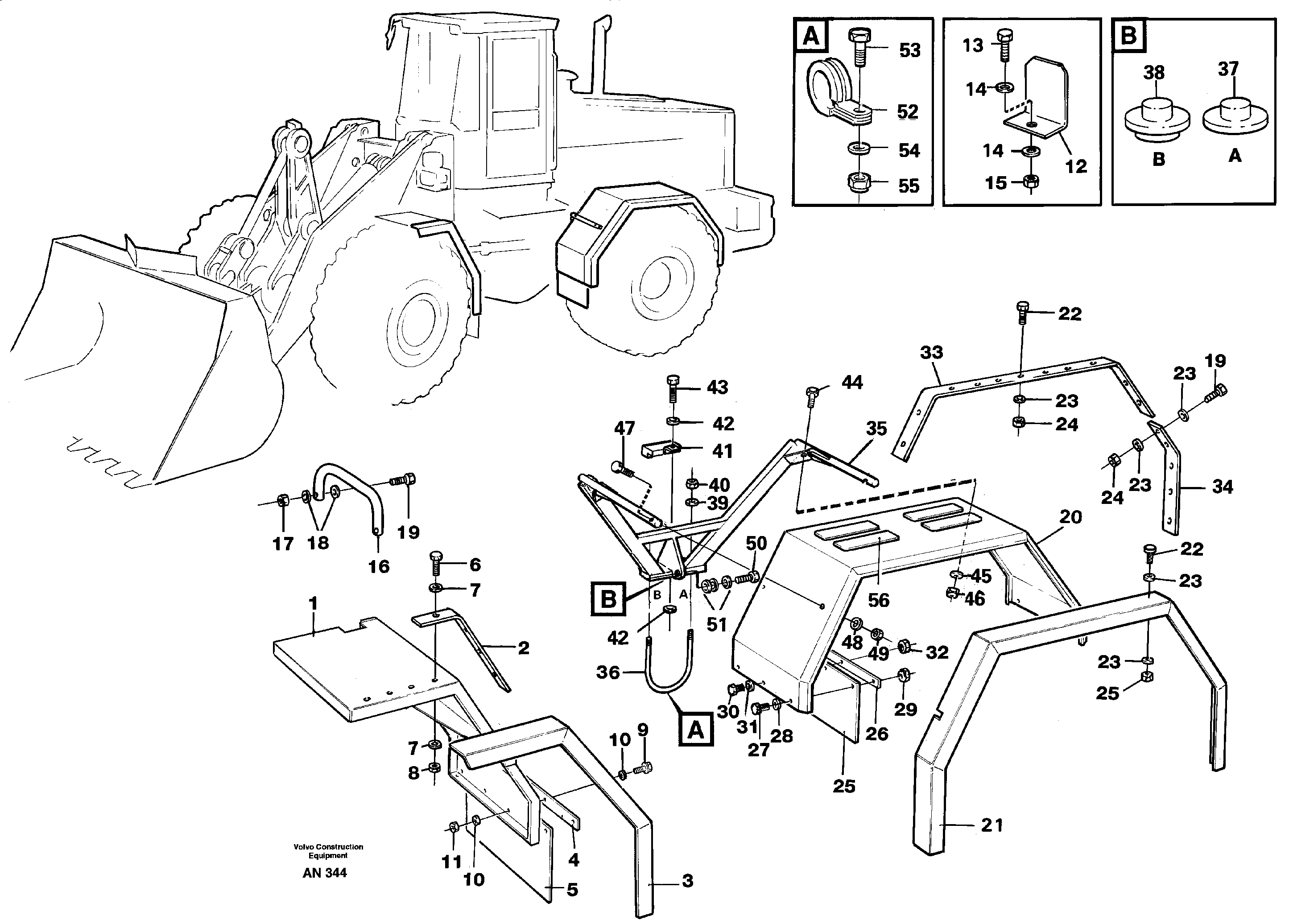 Wider mudguards, front / rear  94447 — volvo parts diagram