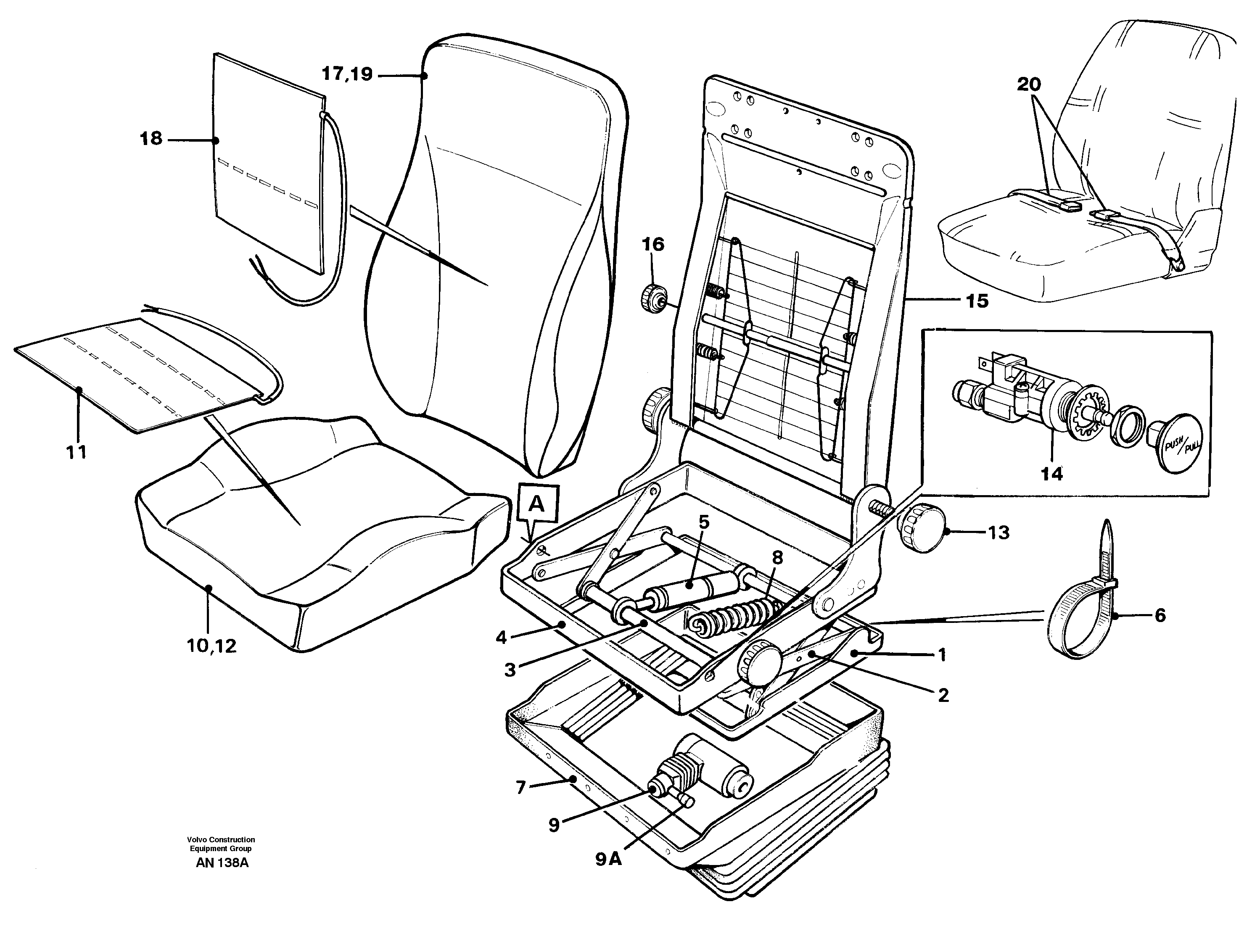 Driver's seat.  92379,   92380, 94909, 94911 — volvo parts diagram