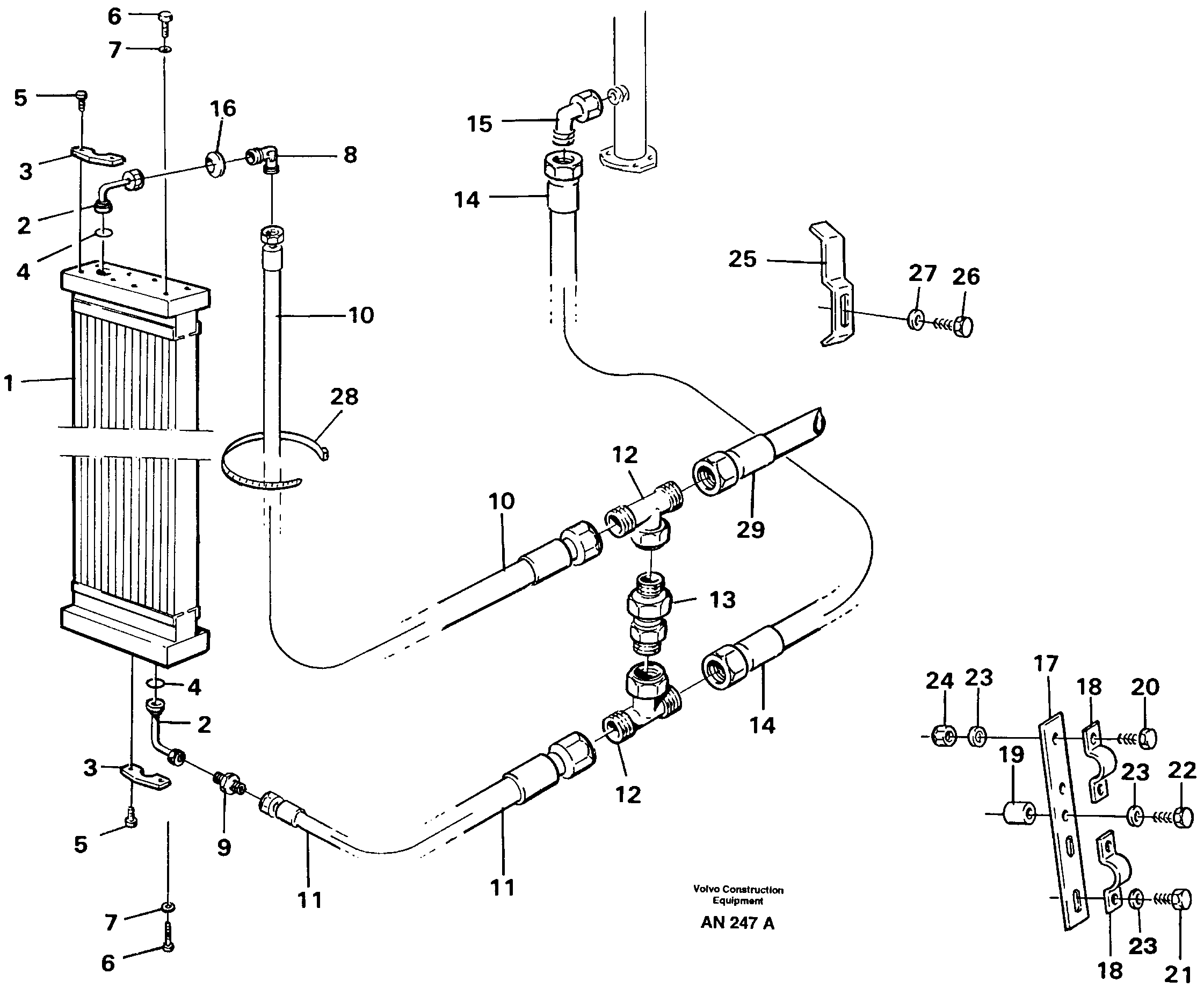 Hydraulic oil cooler — volvo parts diagram