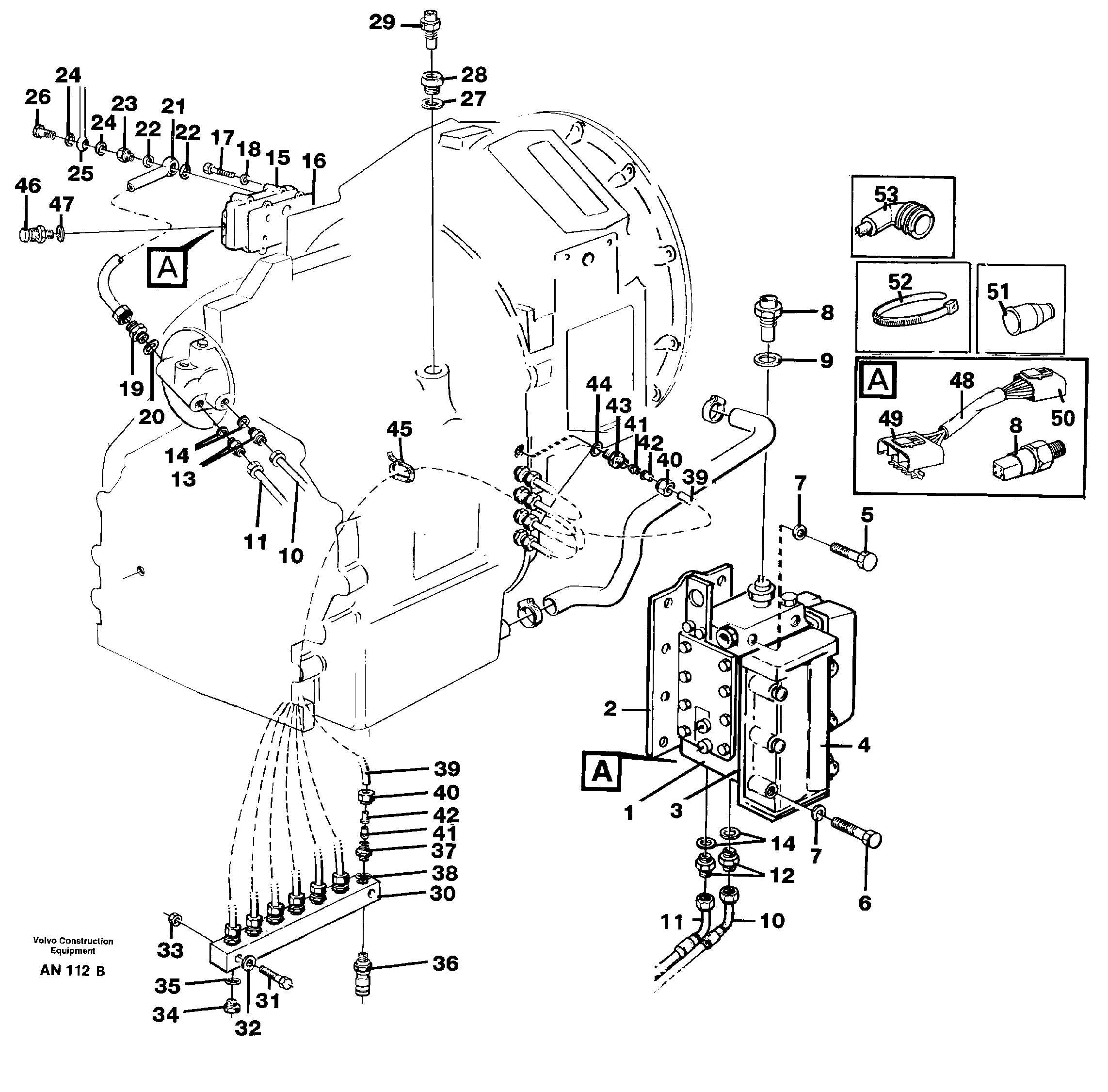 Hydraulic lines and valve — volvo parts diagram