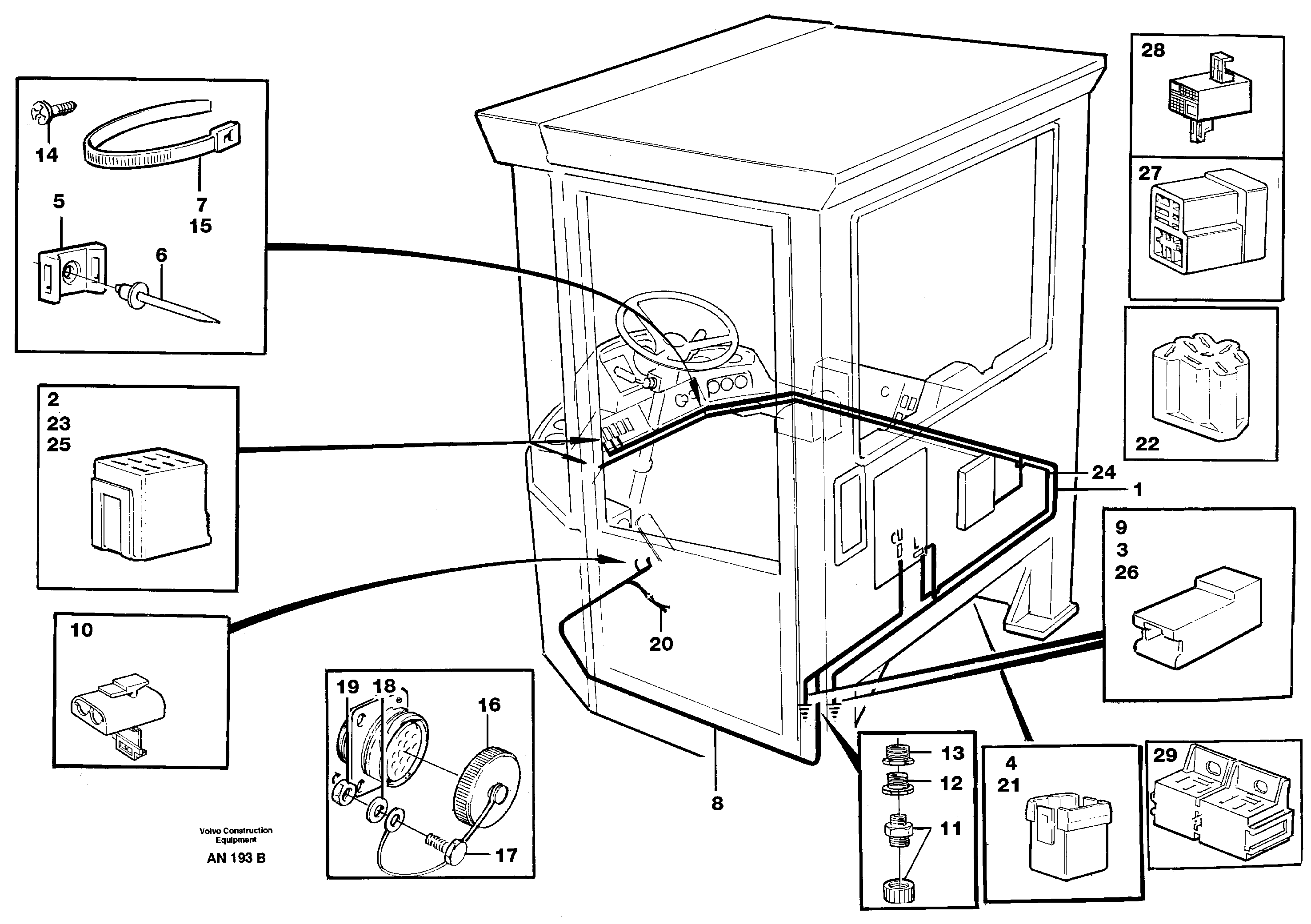 Cable harnesses, cab — volvo parts diagram
