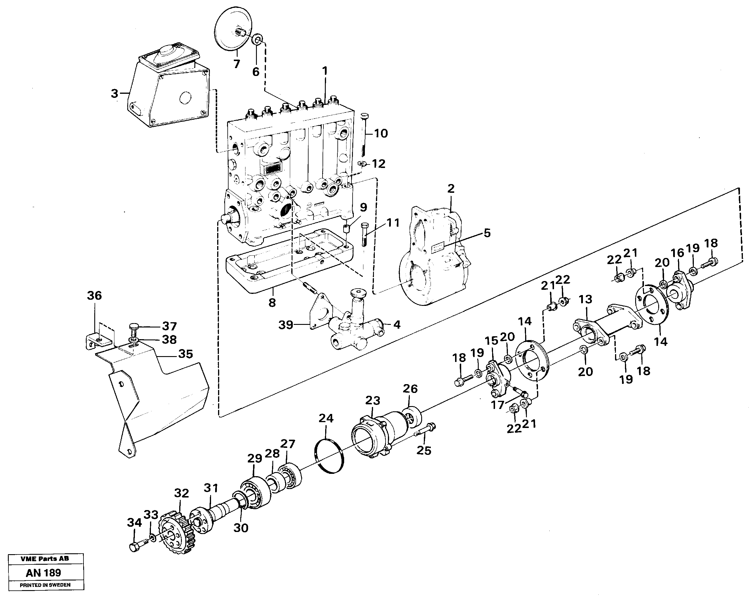 Injection pump with drive — volvo parts diagram