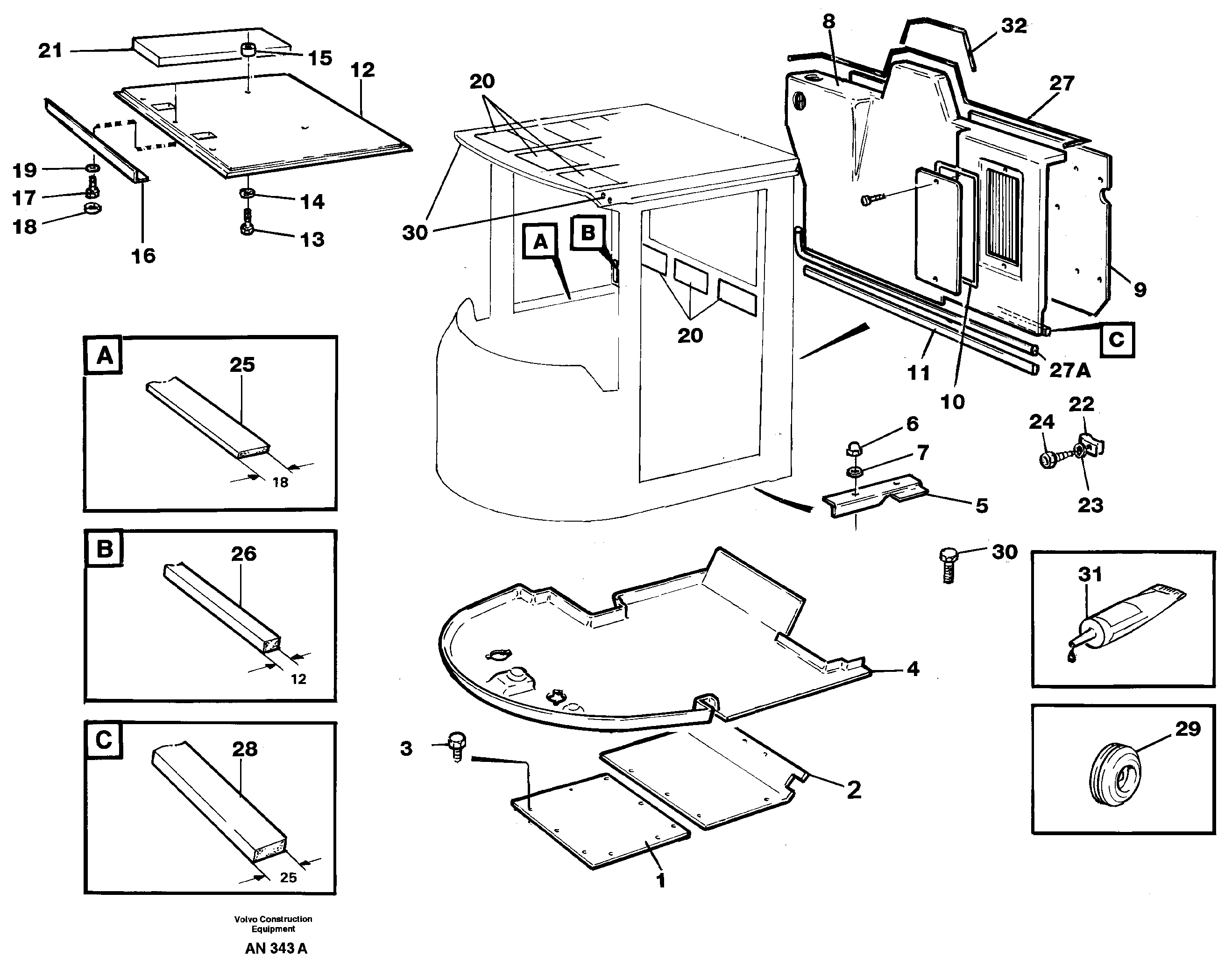 Insulating matting  33260 OPEN ROPS — volvo parts diagram