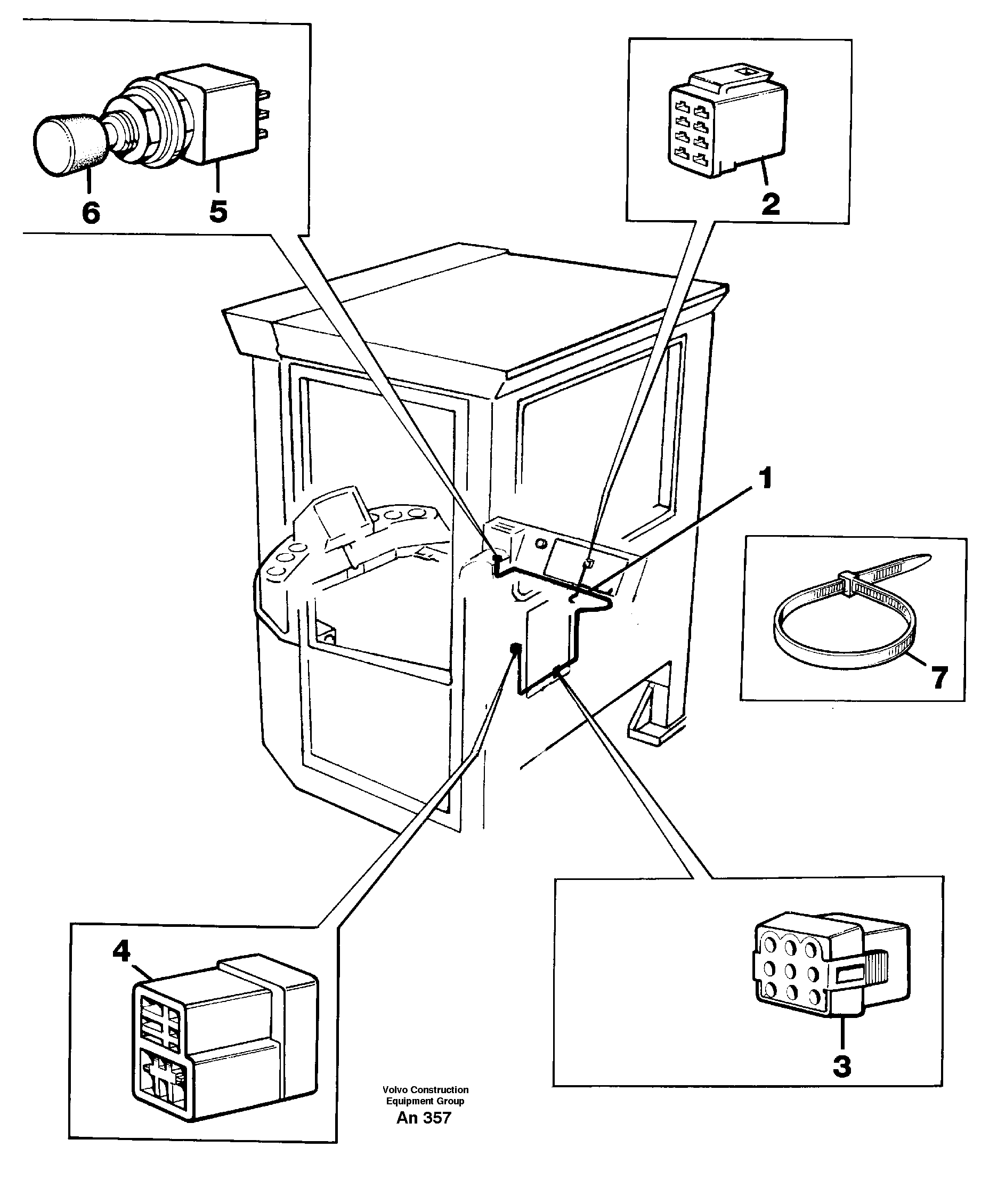 Cable harness, boom suspension system.  94538 — volvo parts diagram