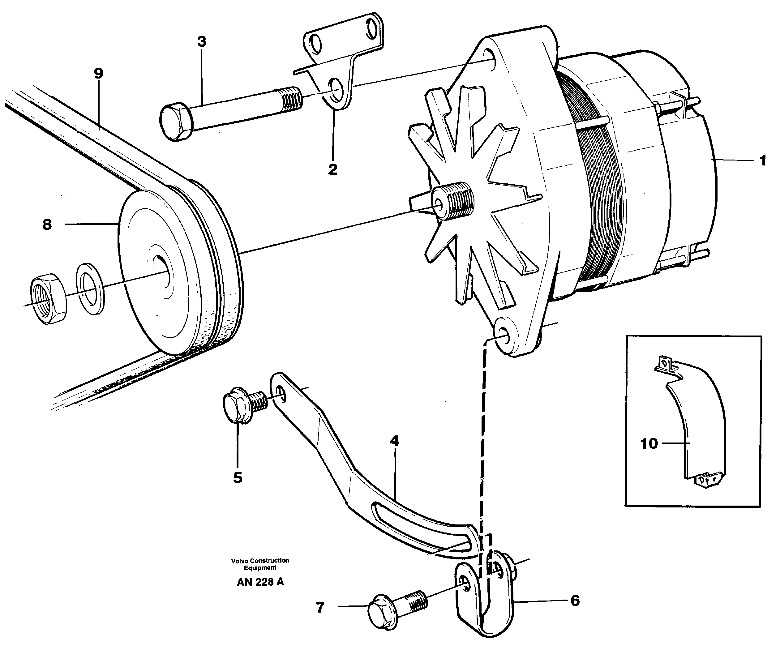 Alternator with assembling details — volvo parts diagram