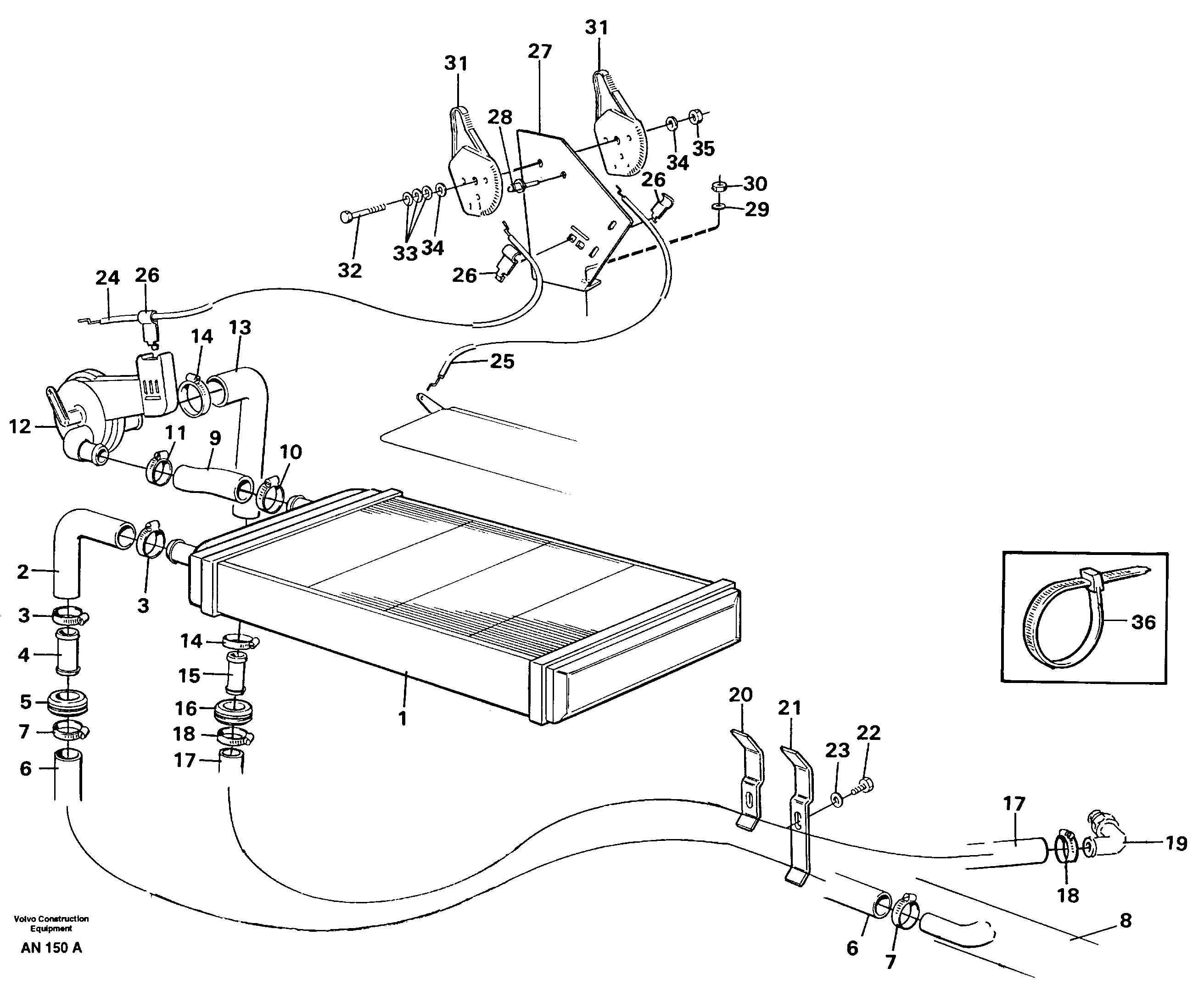 Radiator and control — volvo parts diagram