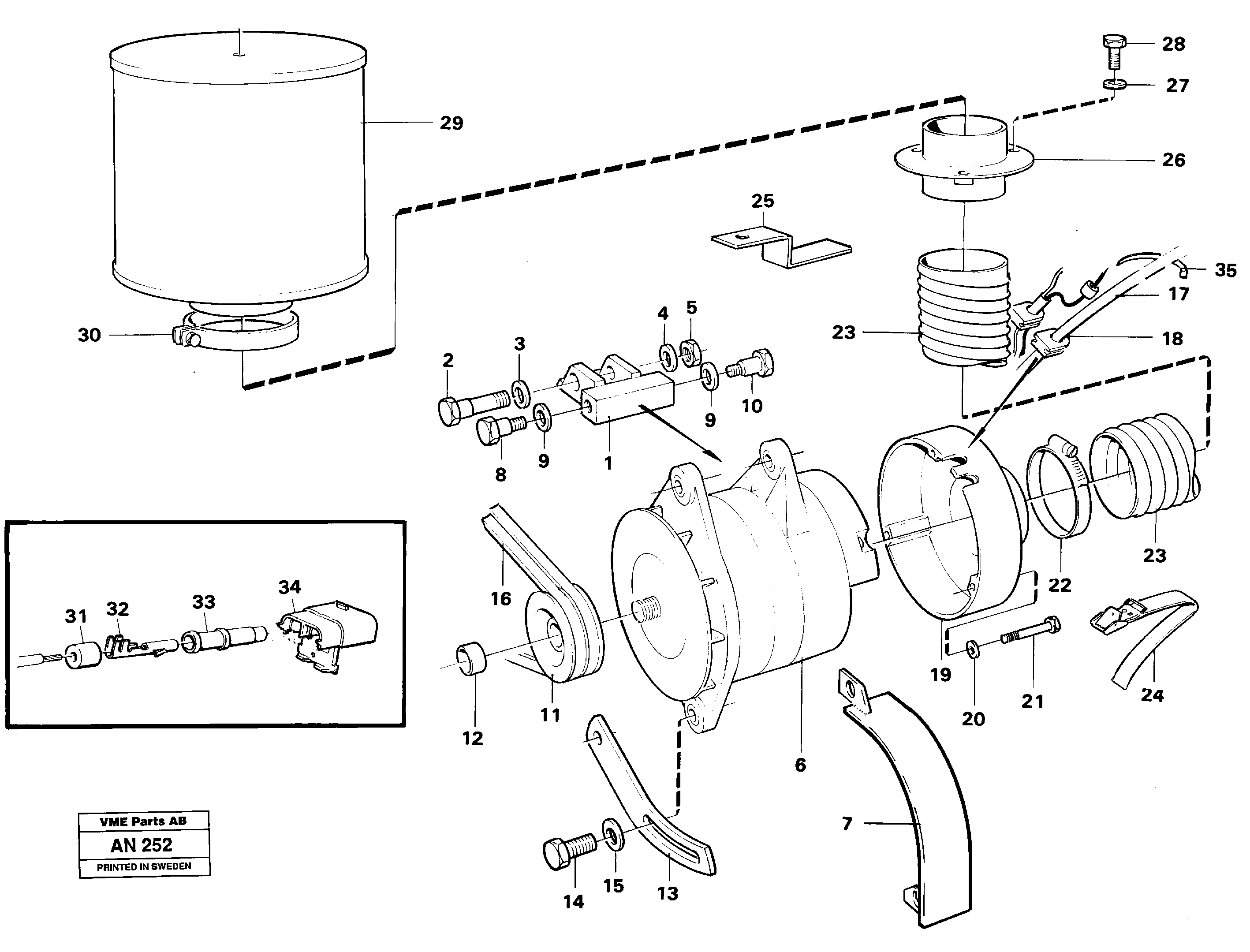 Brushles alternator 50a  91956 — volvo parts diagram
