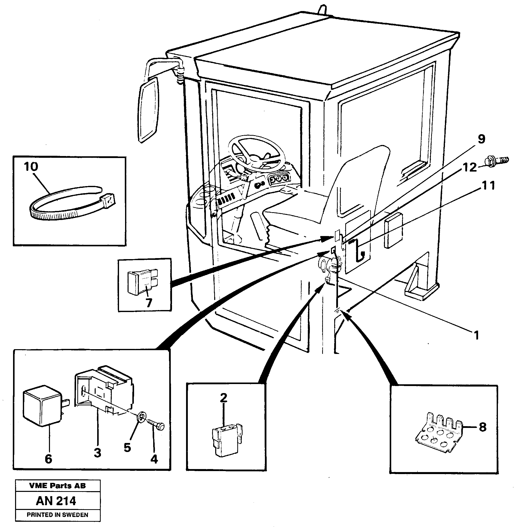 Cable harness, air-suspensioned seat.  92380,   92382,   92404, 94907 — volvo parts diagram