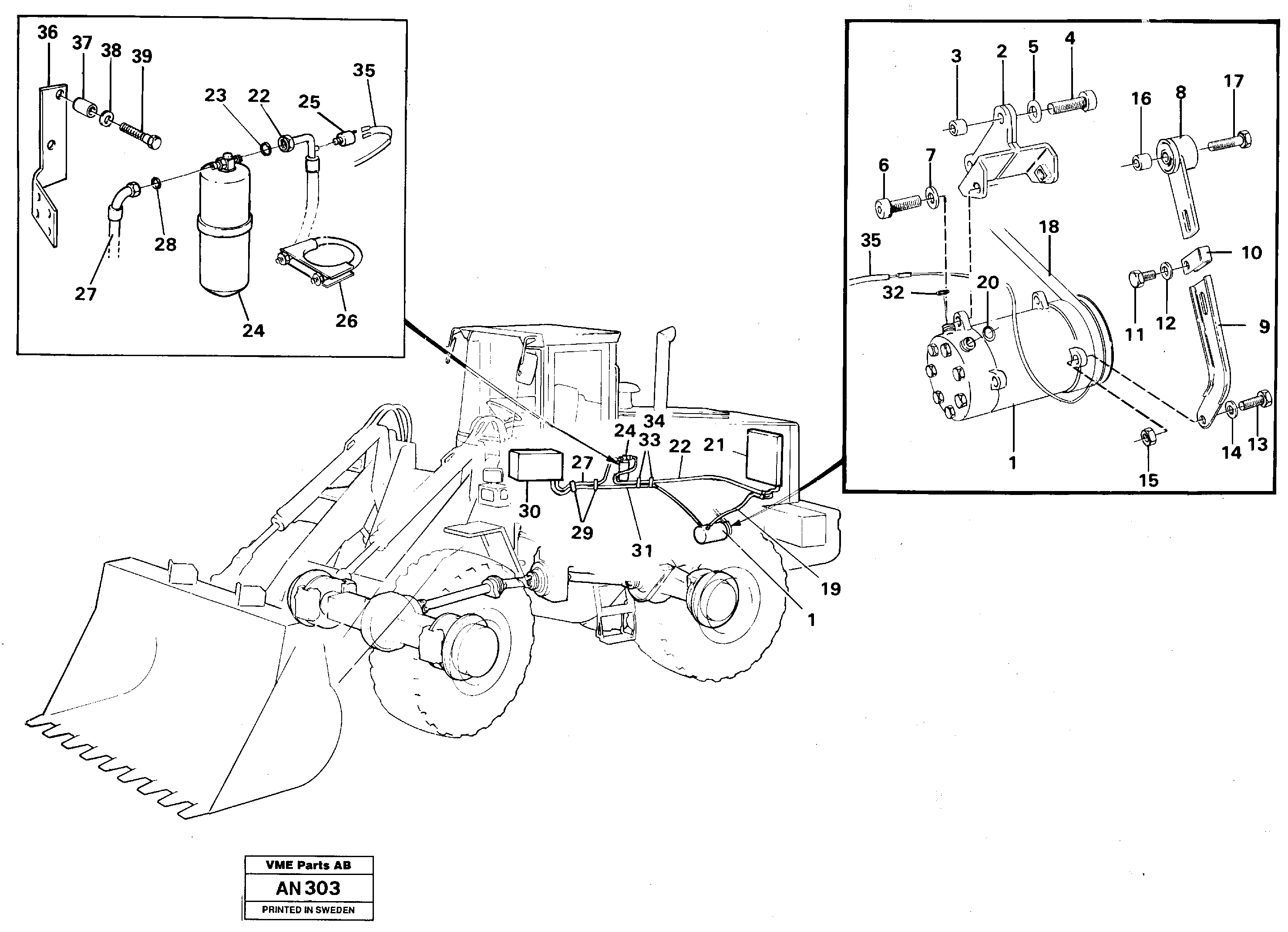 Compressor for cooling agent R134a, with fitting parts.  94561, 94838 — volvo parts diagram