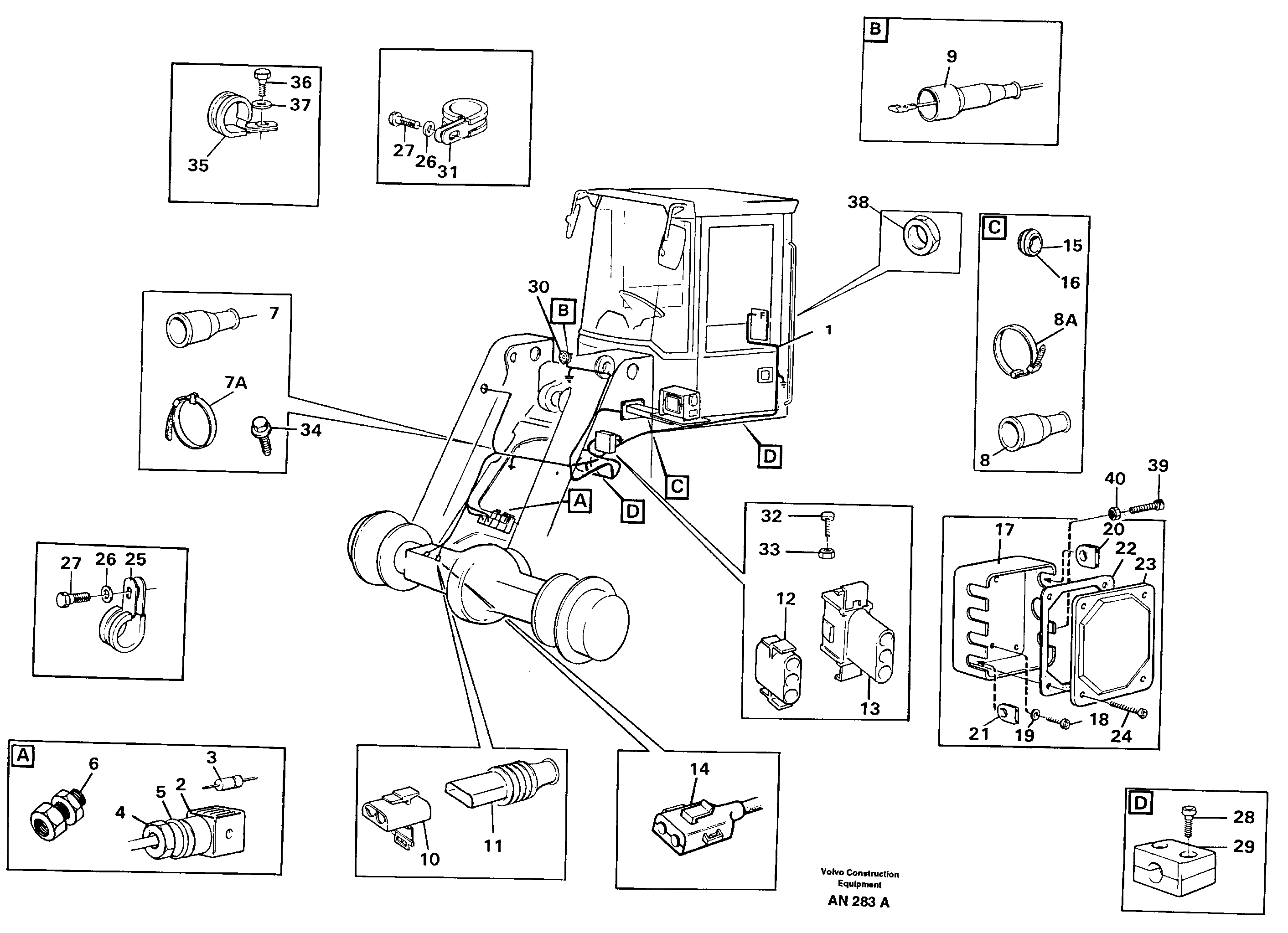 Cable harness, front — volvo parts diagram