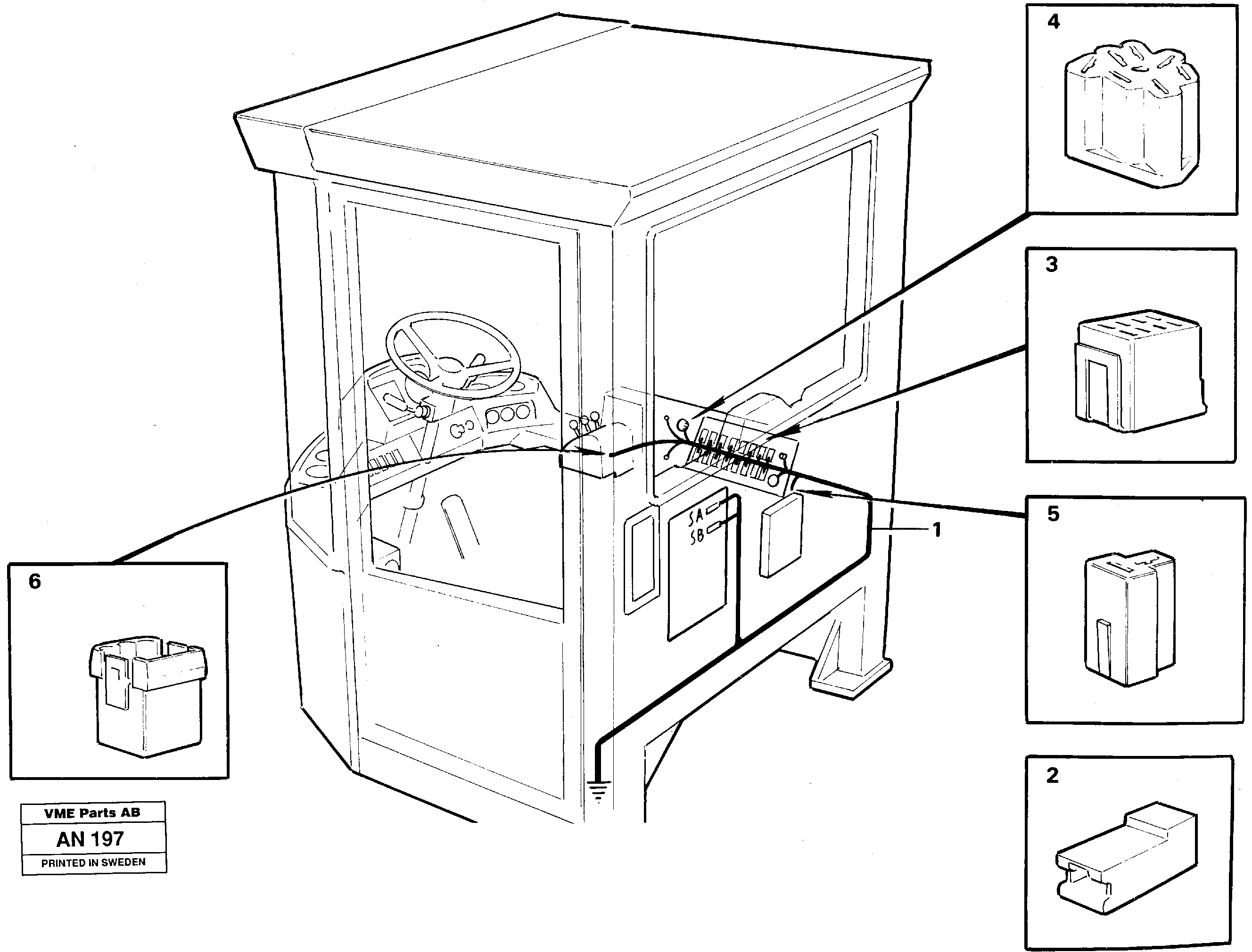 Cable harnesses, cab — volvo parts diagram