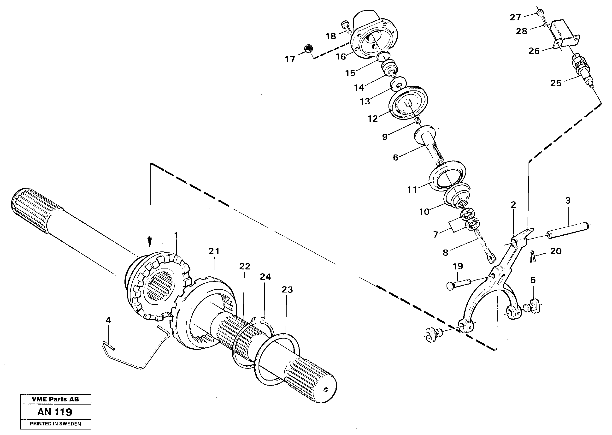 Differential lock — volvo parts diagram