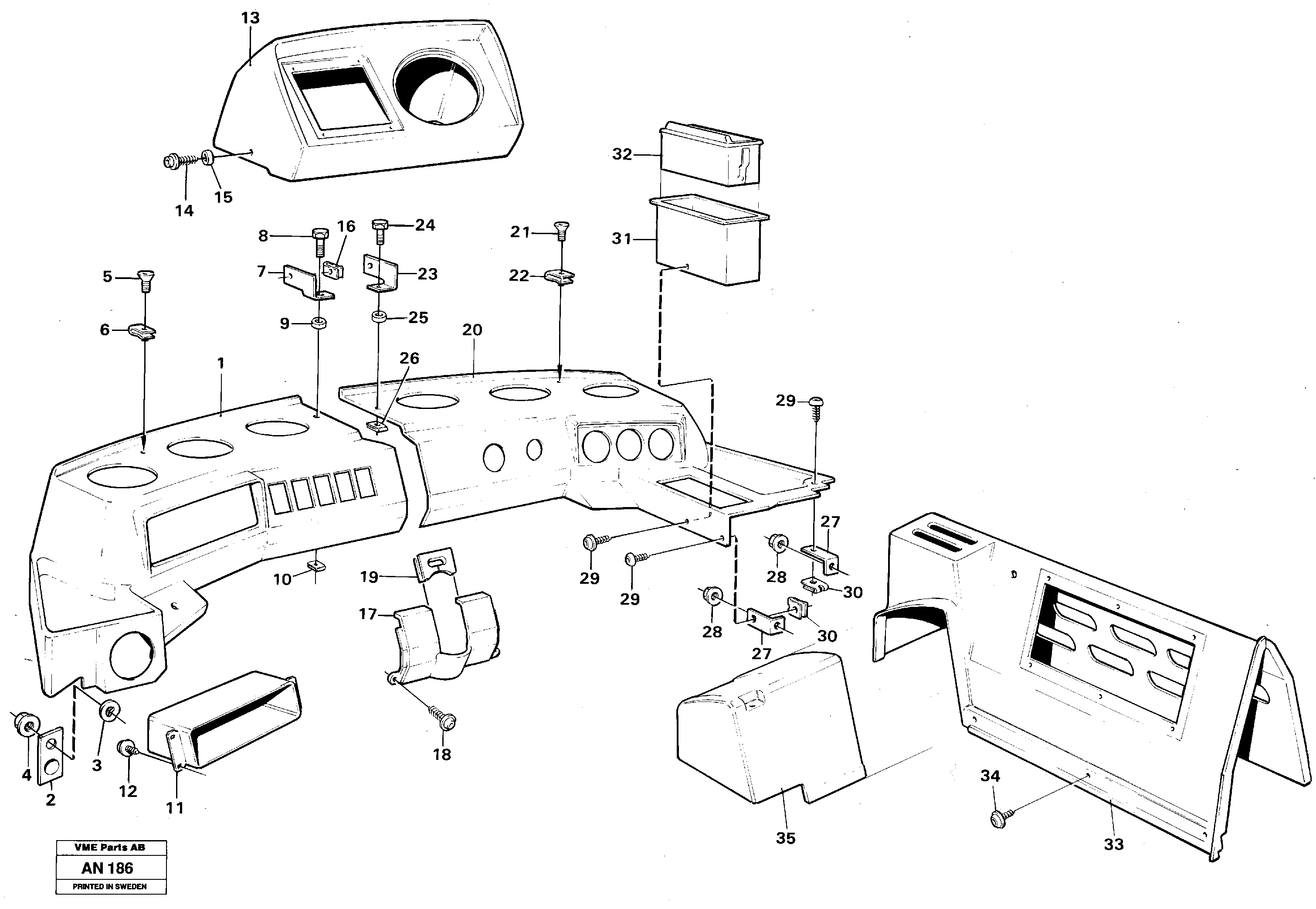 Instrument panel — volvo parts diagram